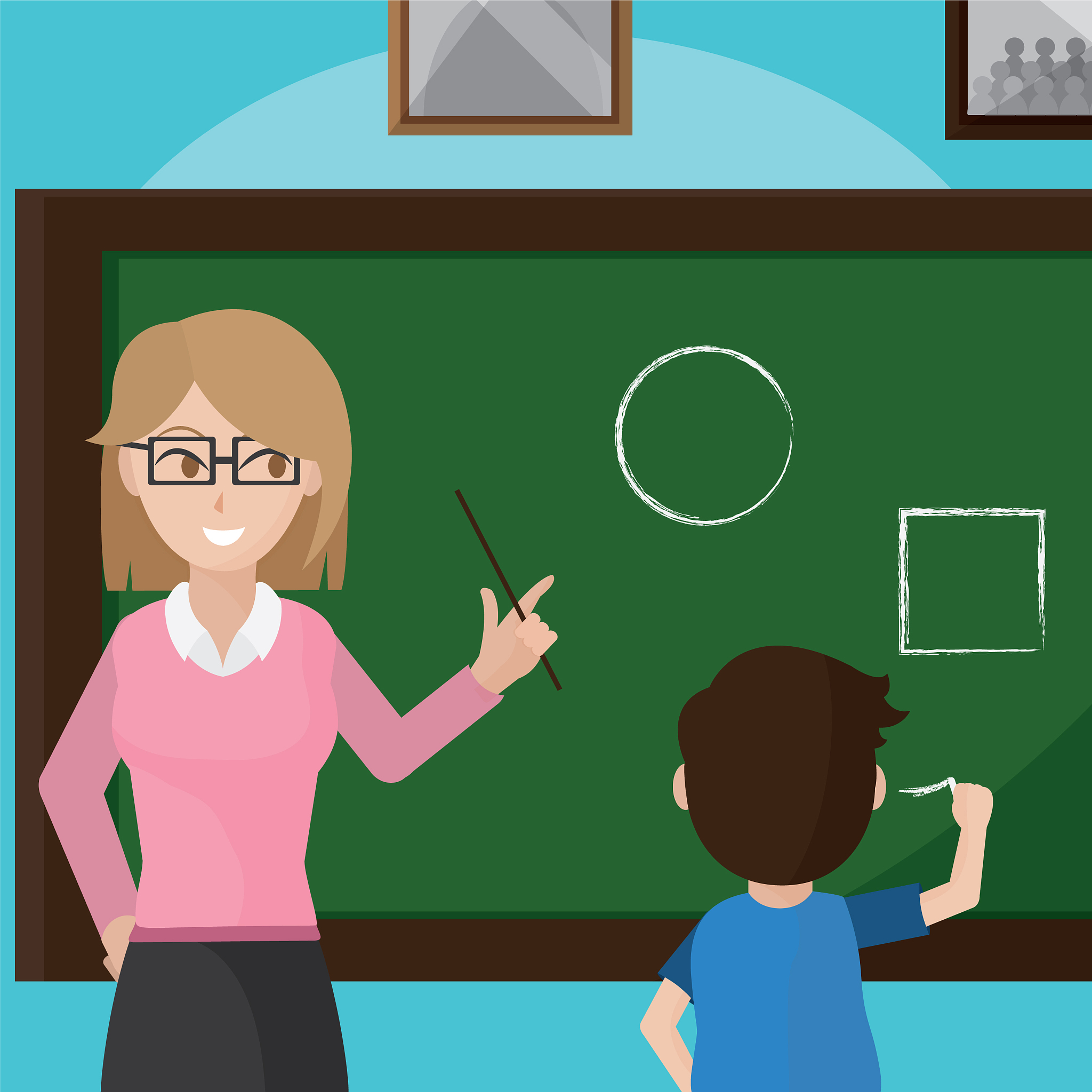 teacher giving class to school boy