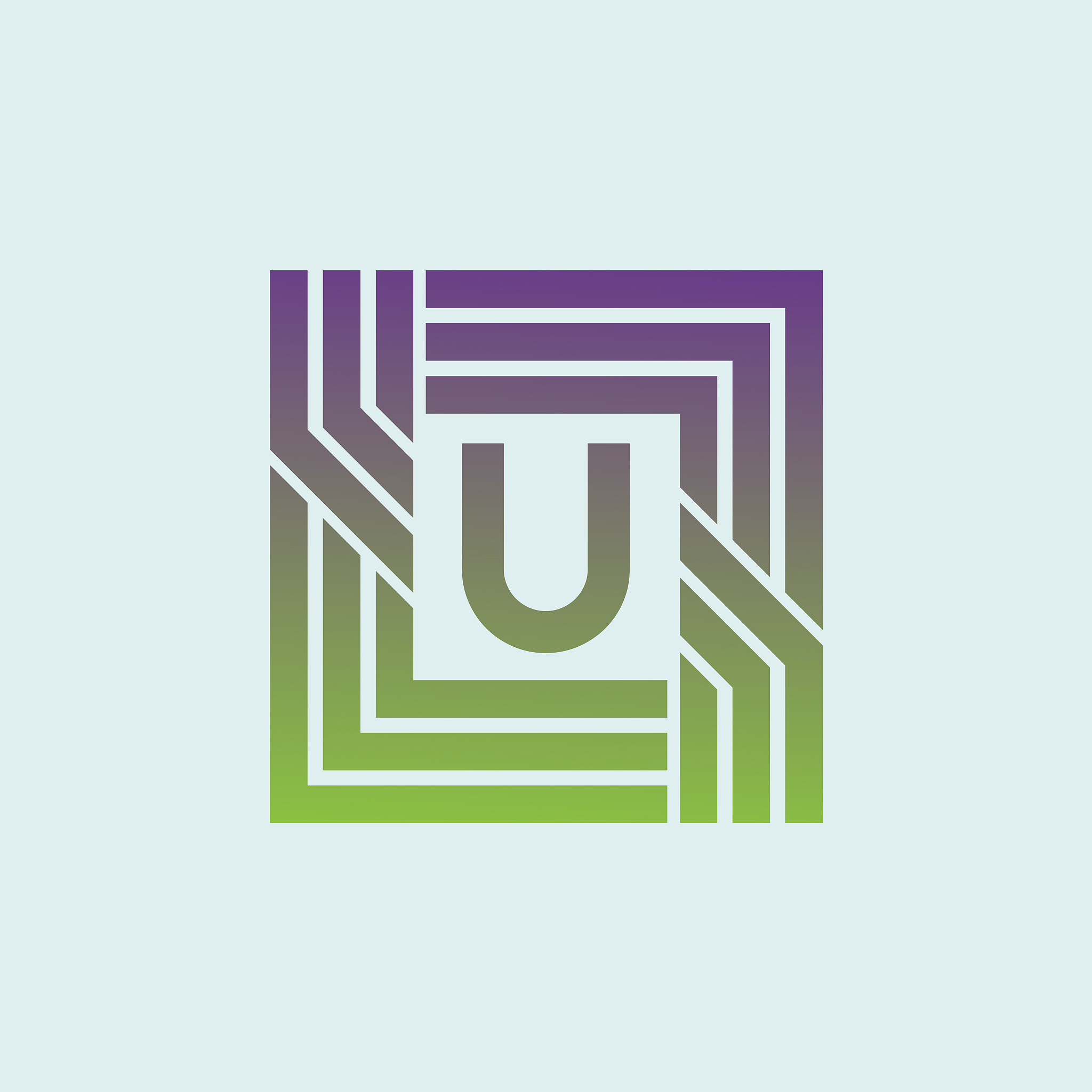 technology initial letter u icon design