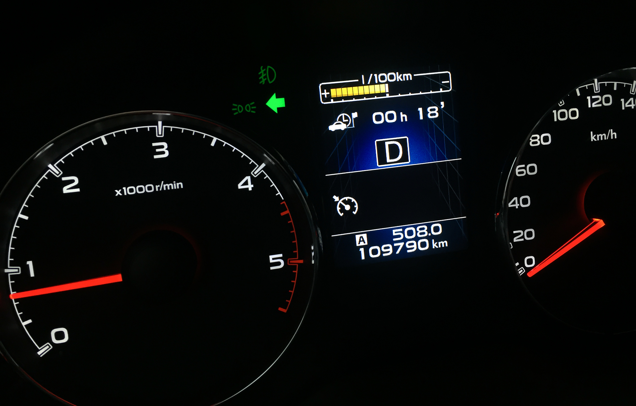diesel car tachometer and speedometer dashboard illumination at 