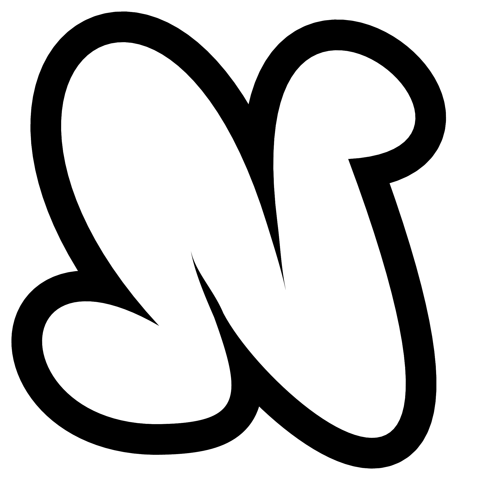 black white line render of graffiti alphabet bubble font n