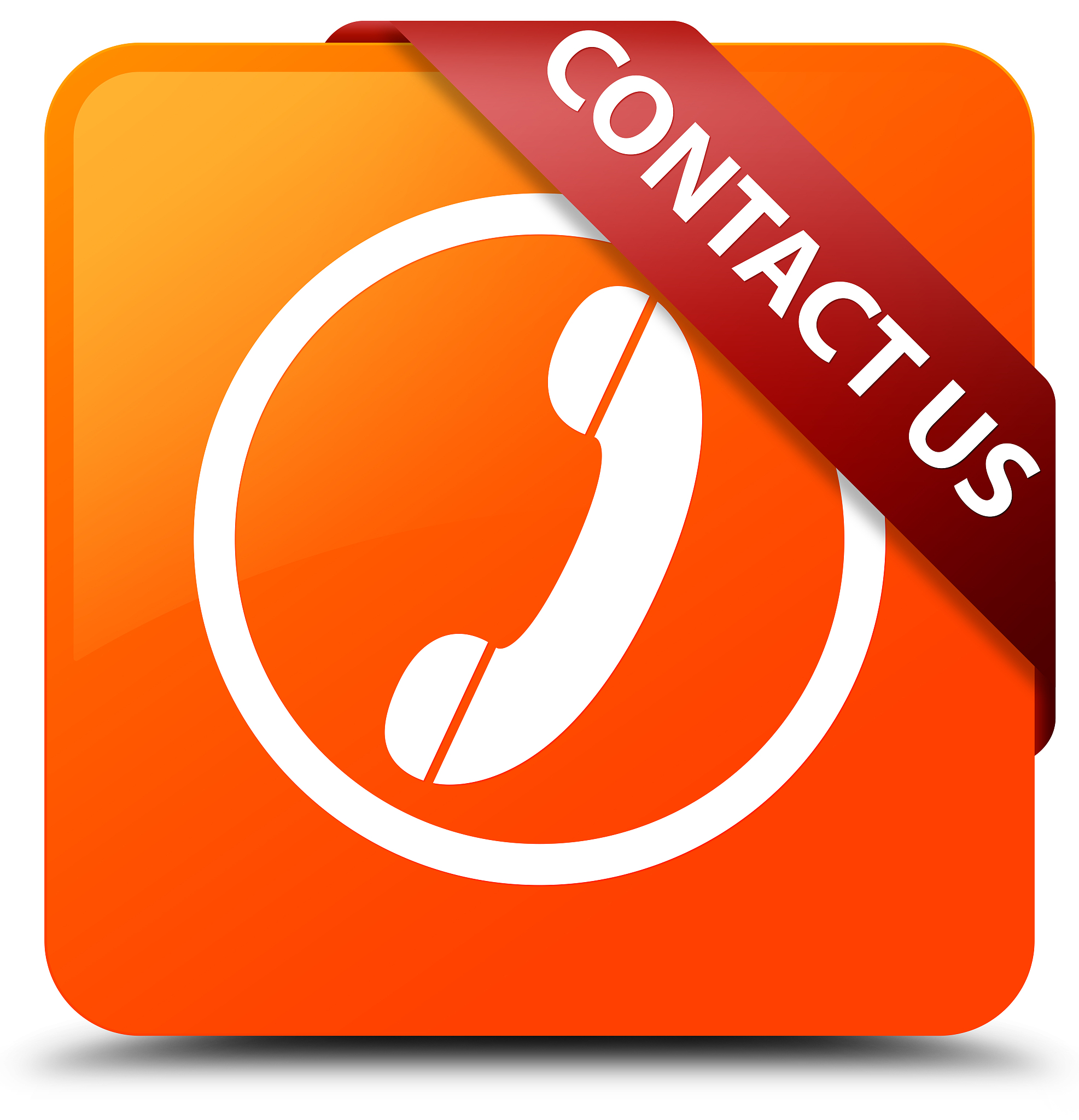 contact us (phone icon) orange square button red ribbon in corne