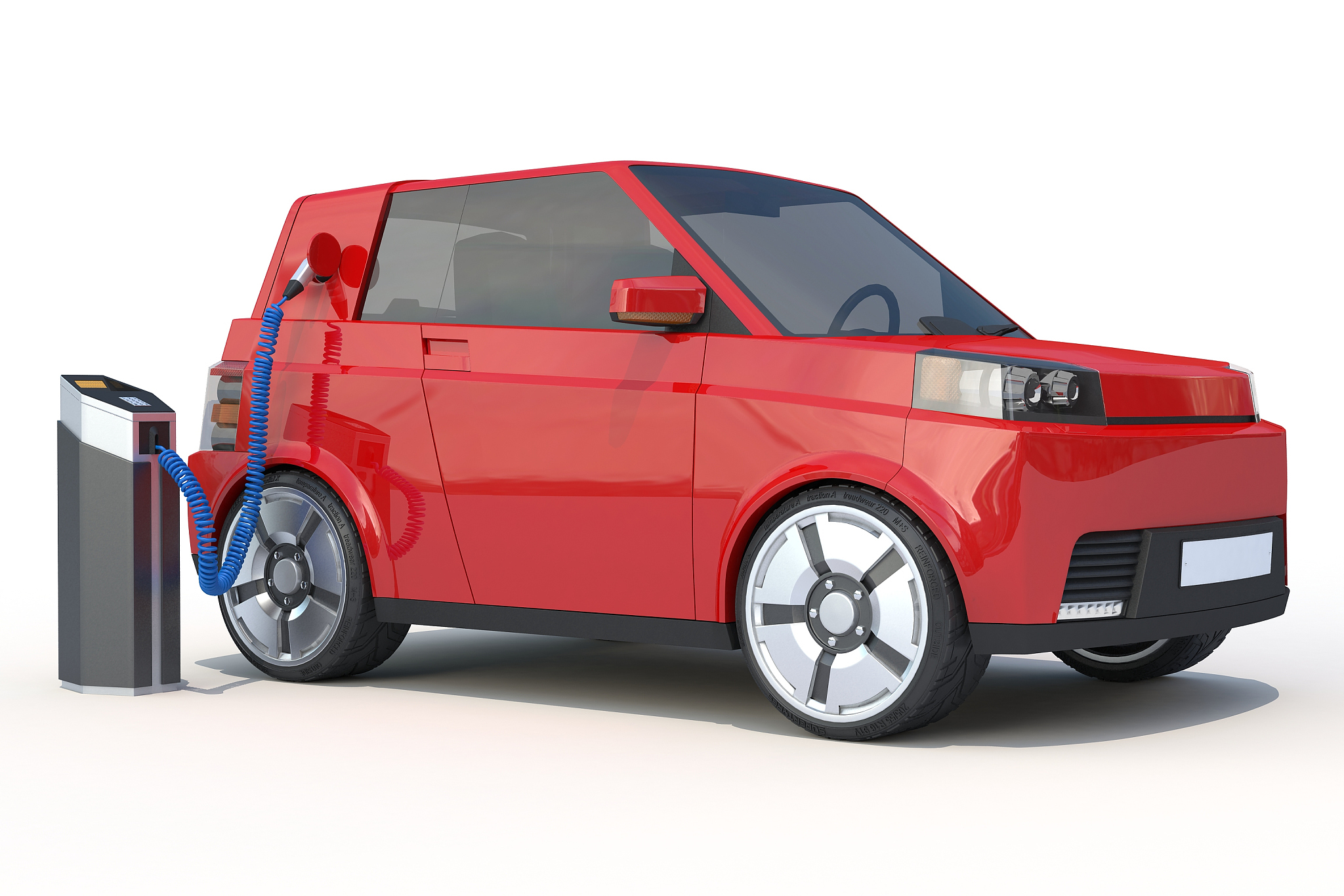 3d rendering of a electric car in charging