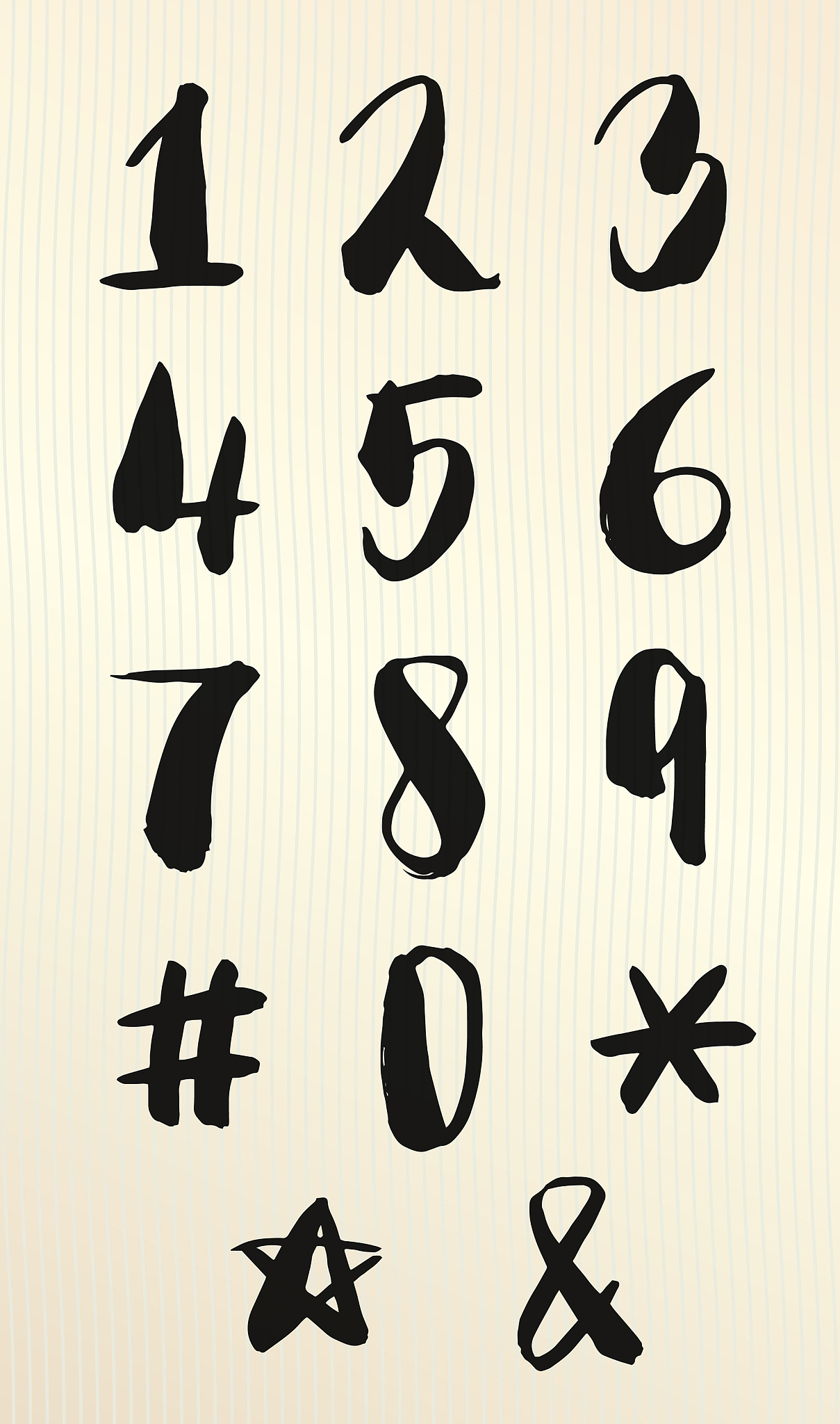 brush lettering - numbers and symbols