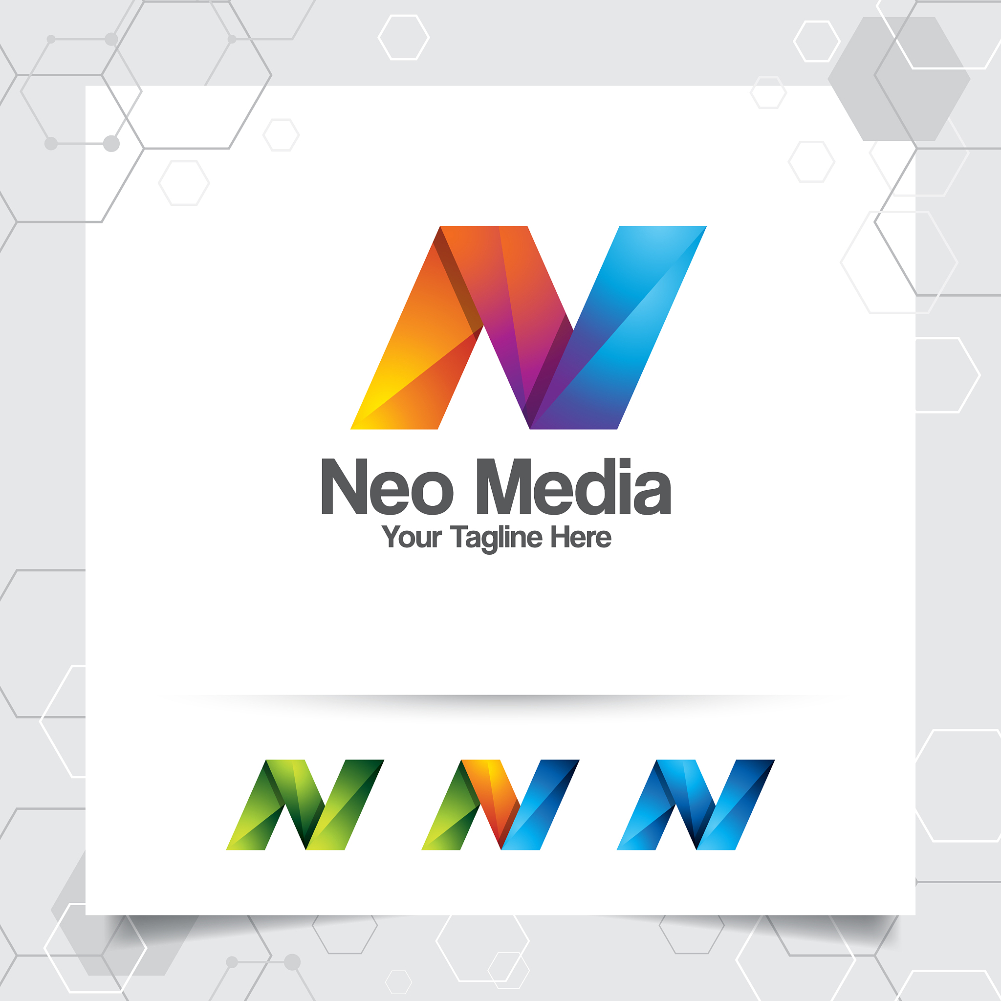 digital logo letter n design with modern colorful