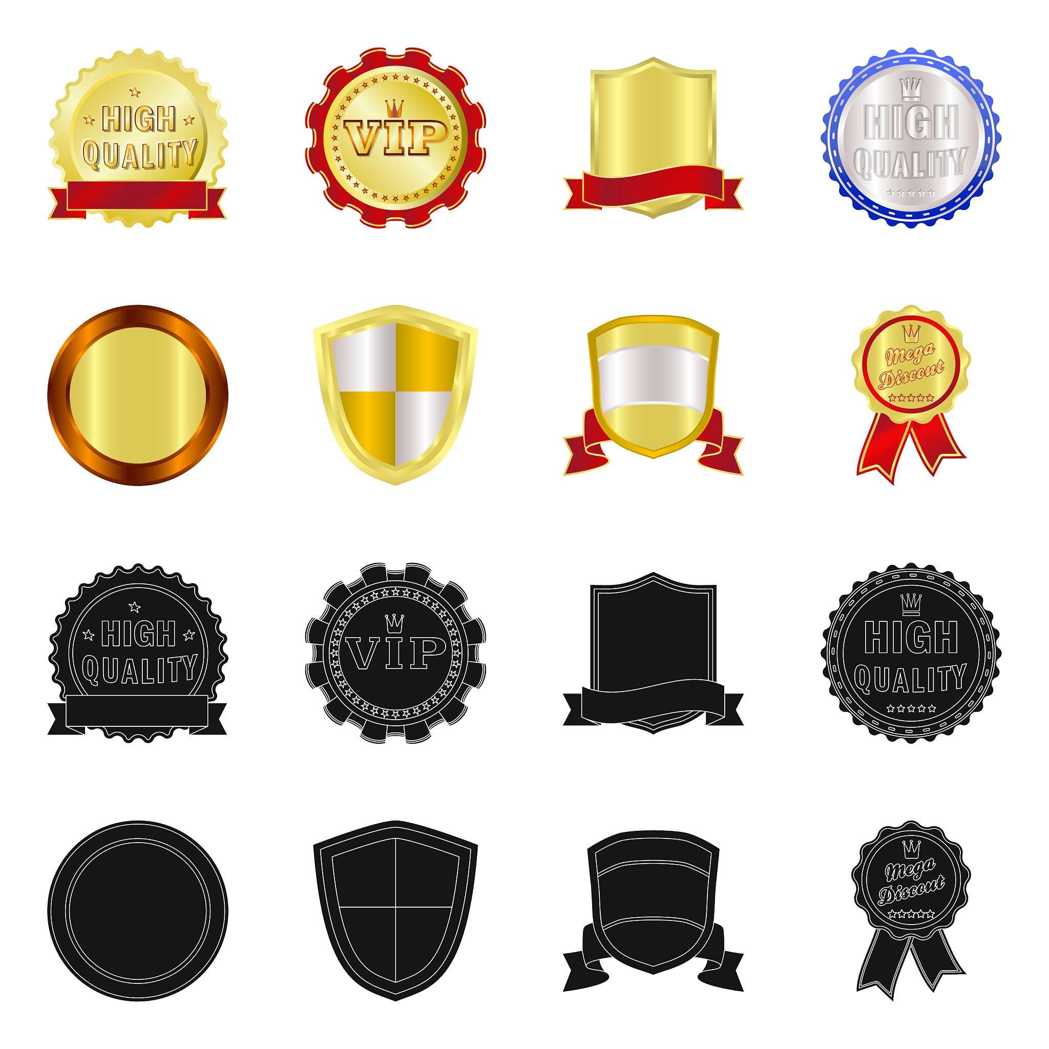 isolated object of emblem and badge symbol set of