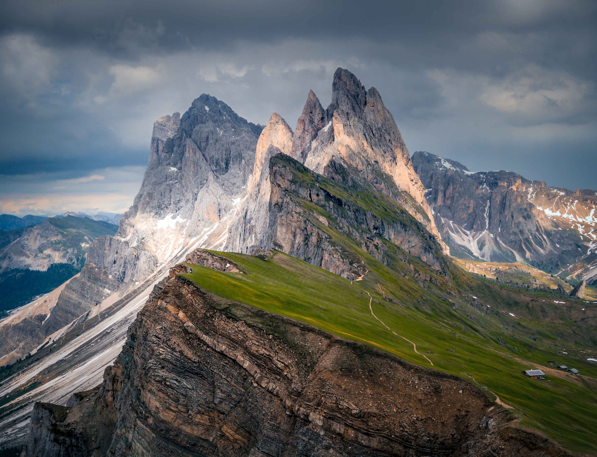 aerial view of snowcapped mountains against sky,south tyrol,ital