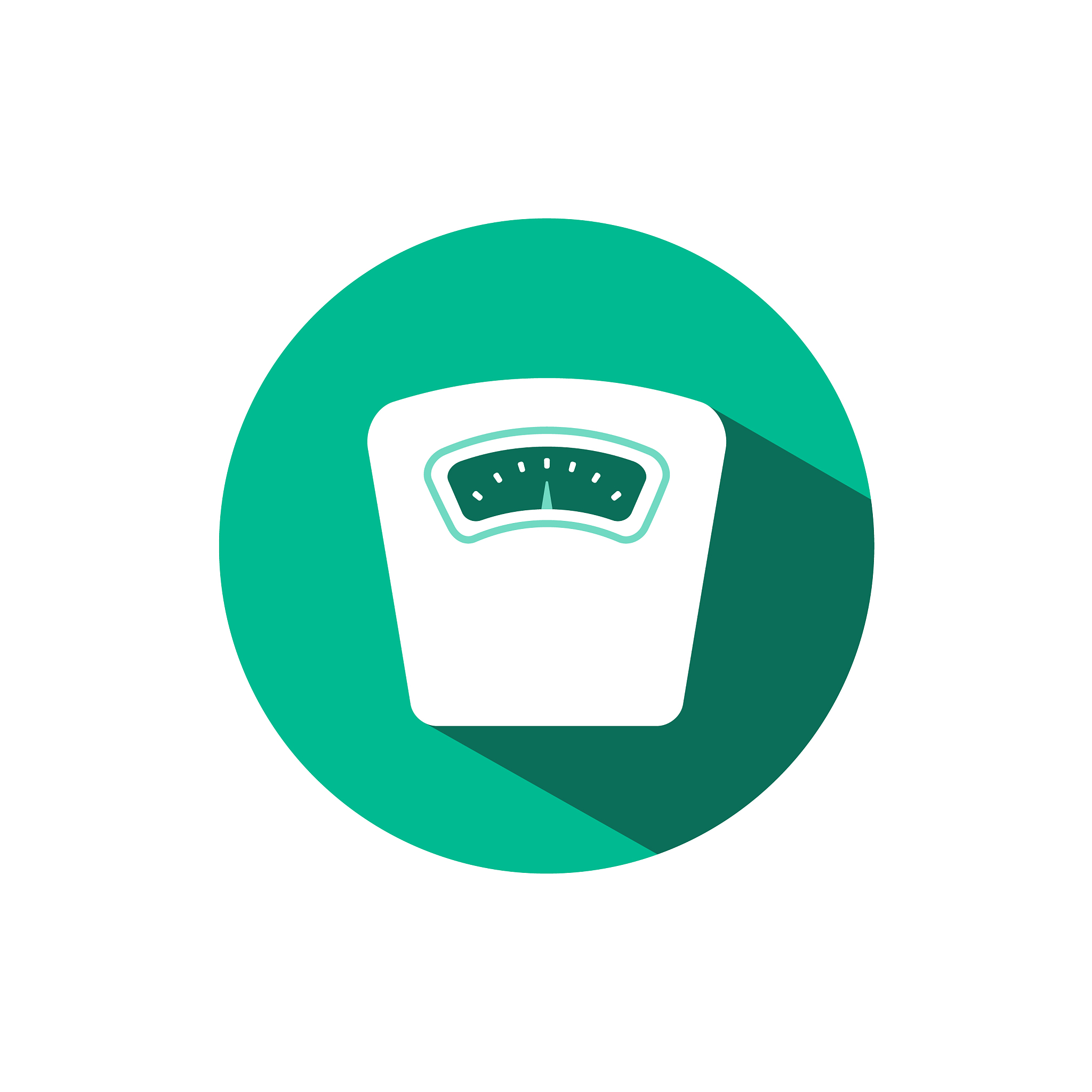 weight scale icon with shadow on a green circle