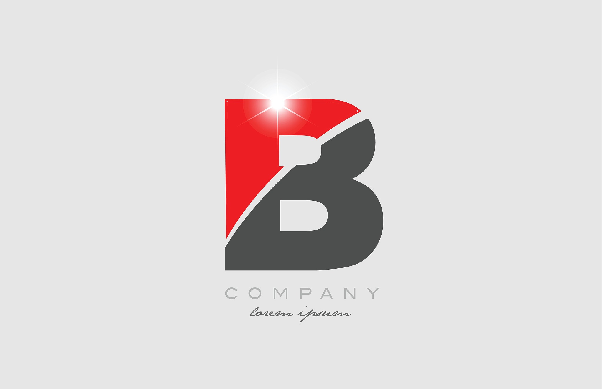 letter b in grey red color alphabet for logo icon design