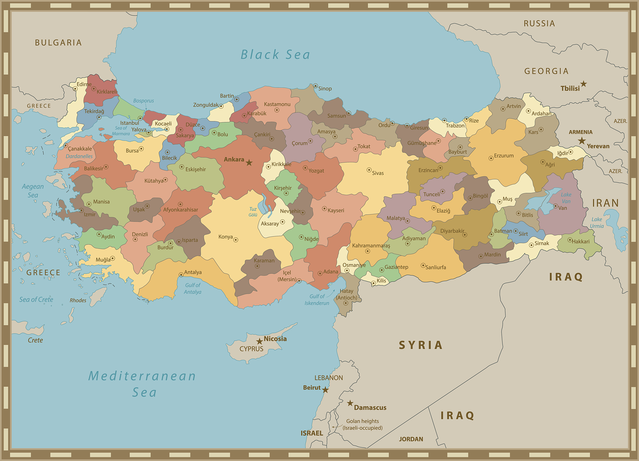 turkey vintage color map