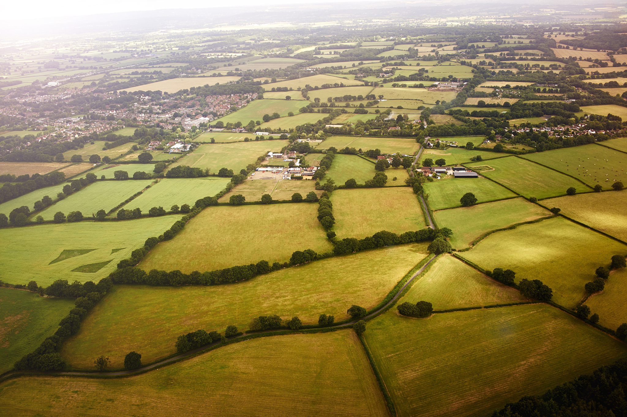 english countryside from the air.