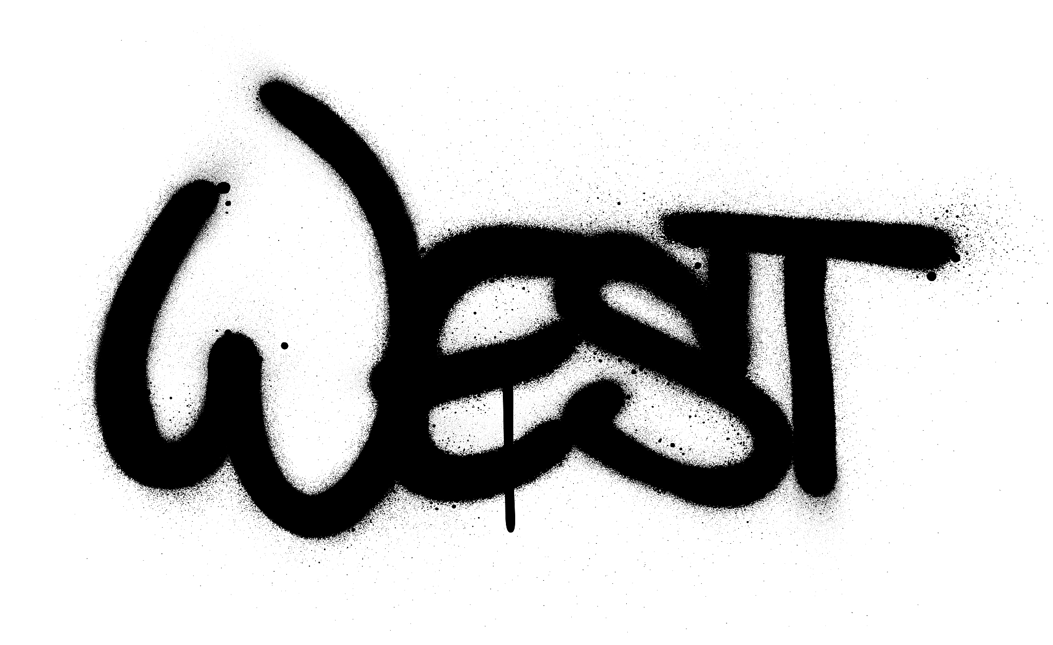 graffiti west word sprayed in black over white
