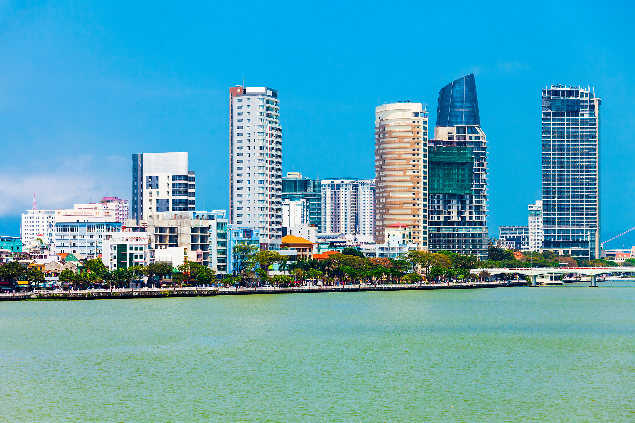 danang city skyline aerial view