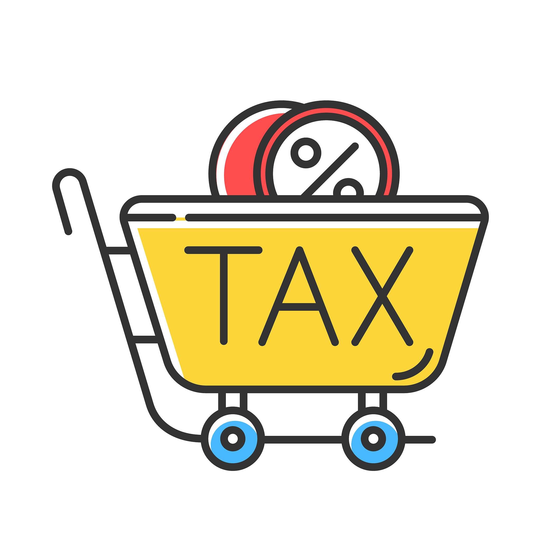 sales tax id yellow color icon. price formation. business profit