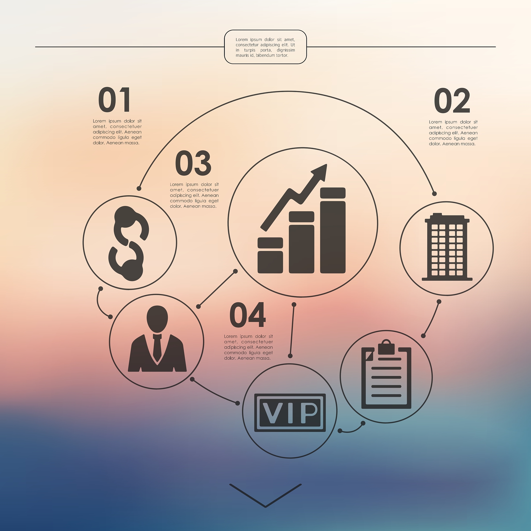 business infographic with unfocused background