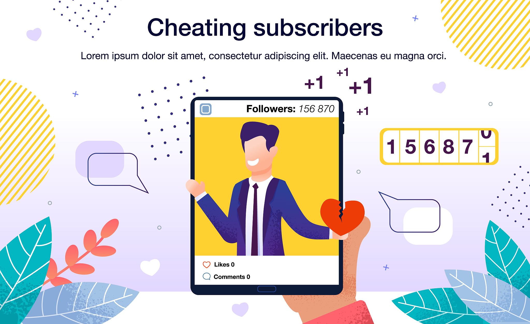 subscribers cheating flat vector poster template