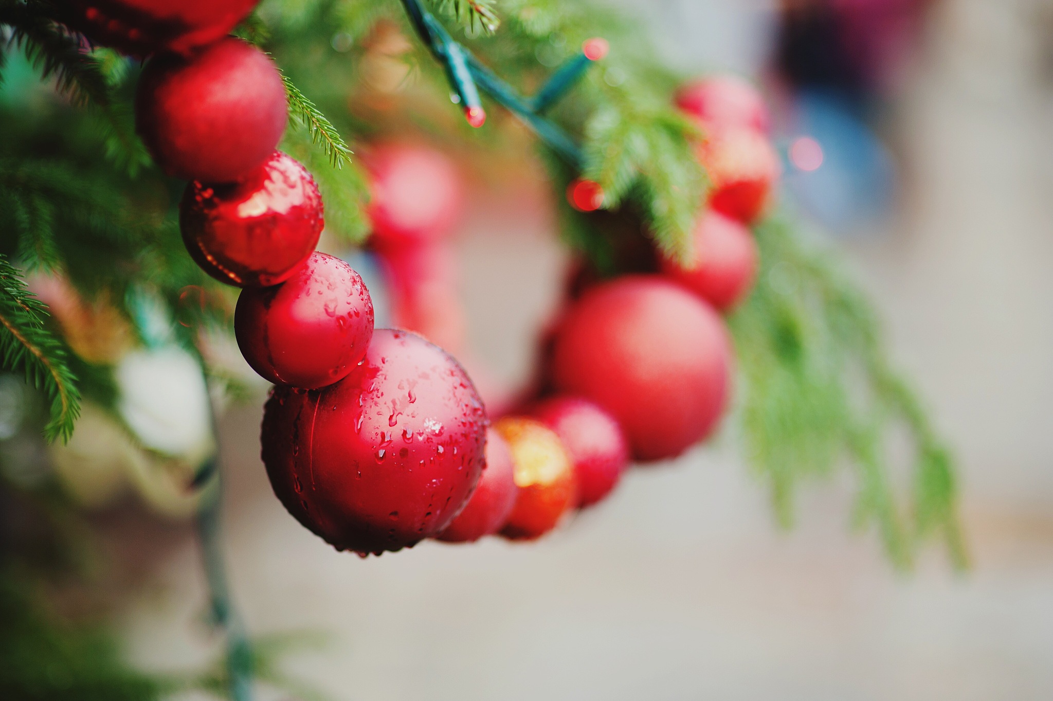 christmas decoration tree in the shop, winter street market. new