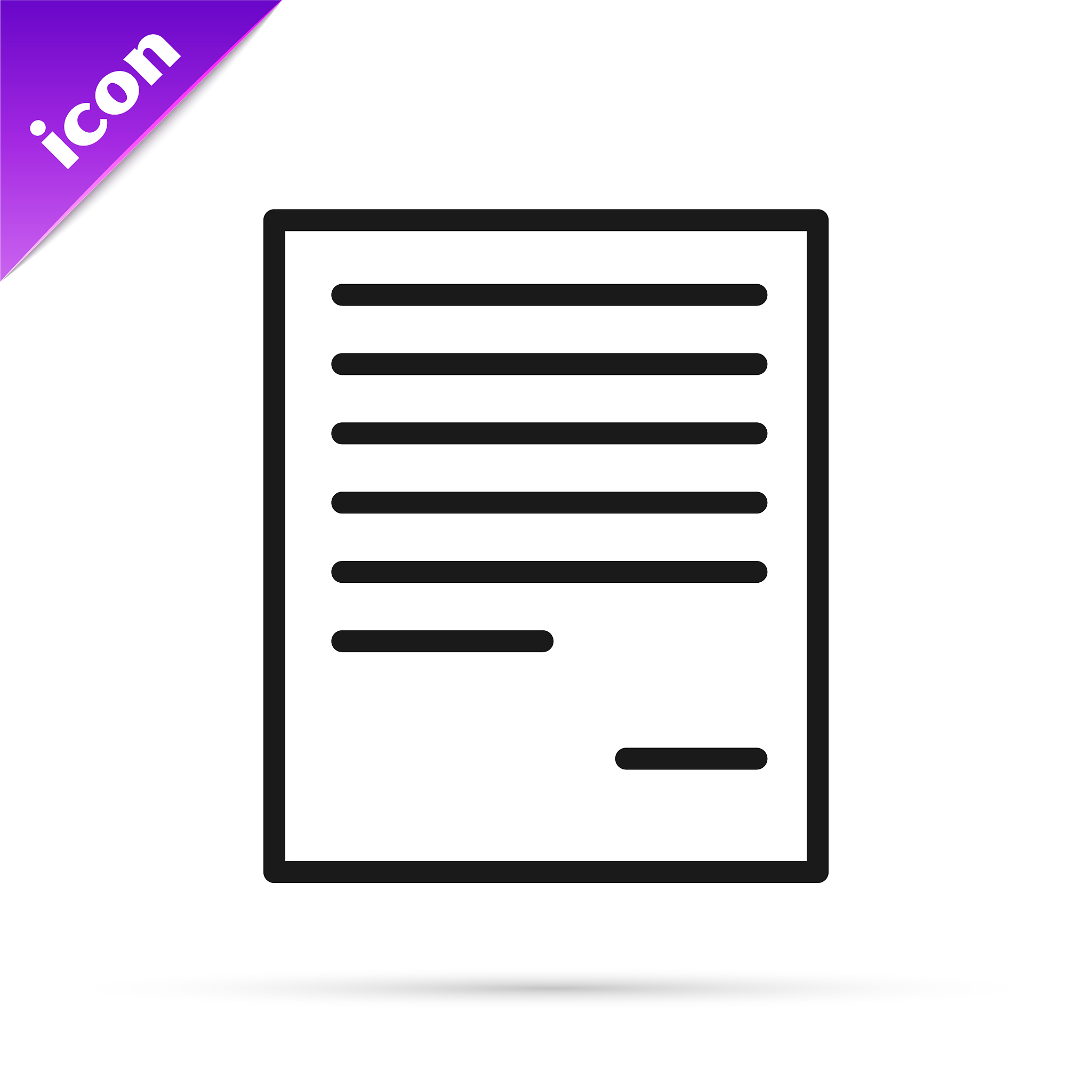 black line document icon isolated on white