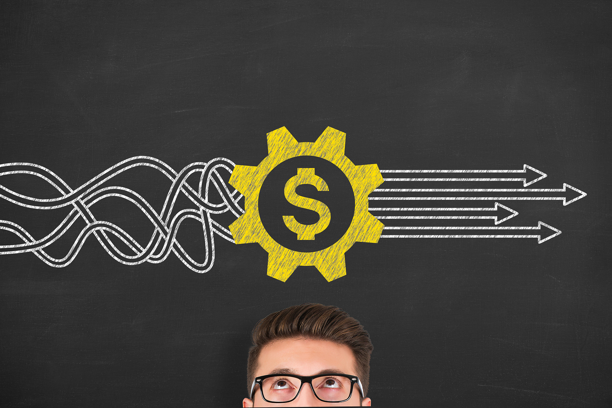 innovative finance solution concepts on blackboard background