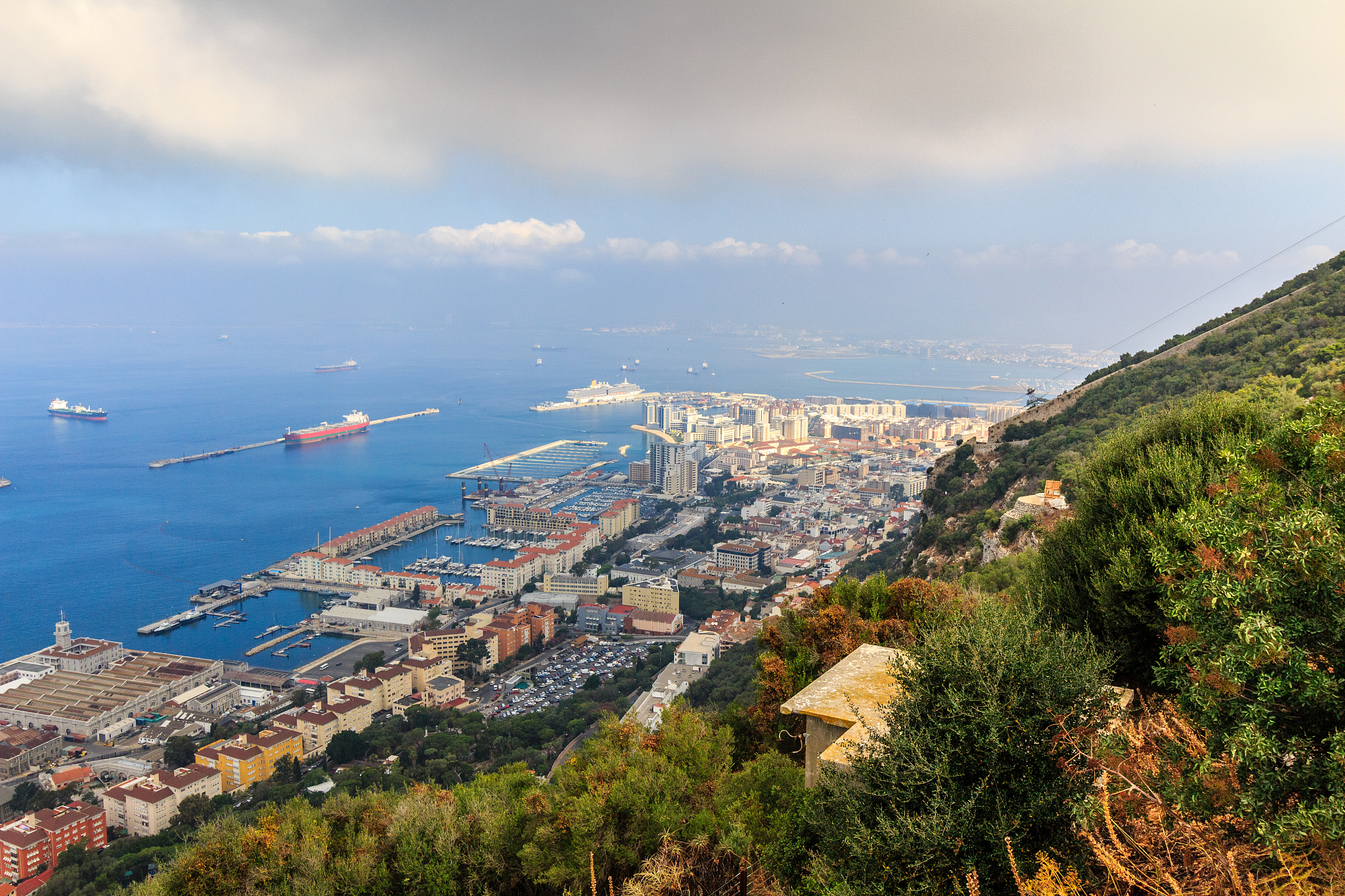 gibraltar rock view from above, city of gibraltar