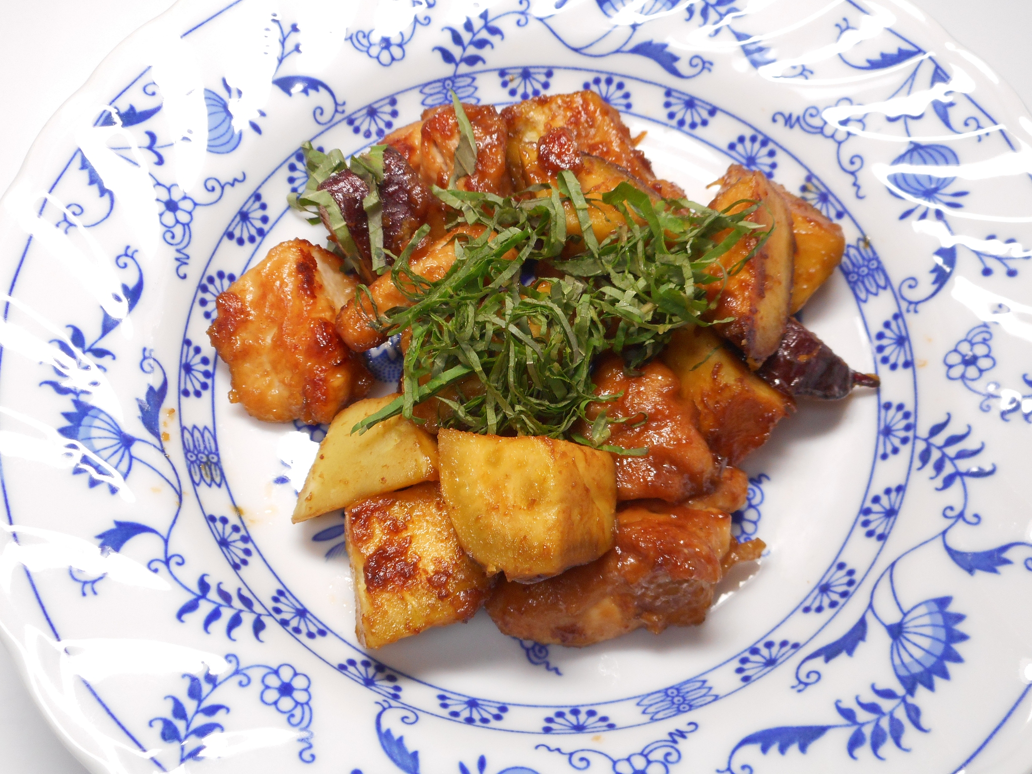 chicken and sweet potato roasting
