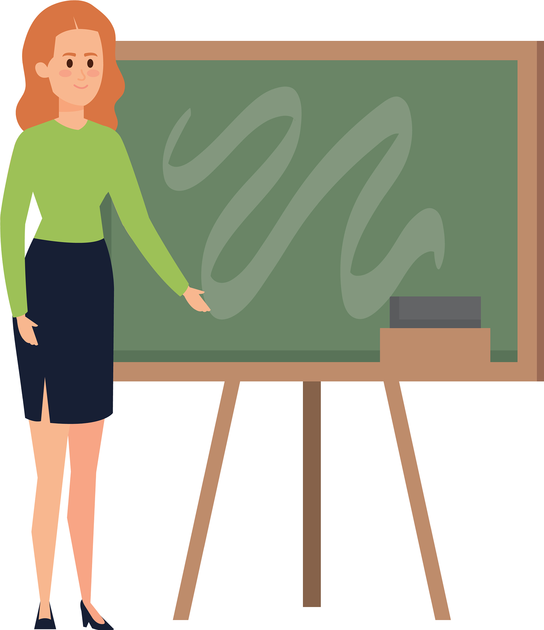young teacher female with chalkboard