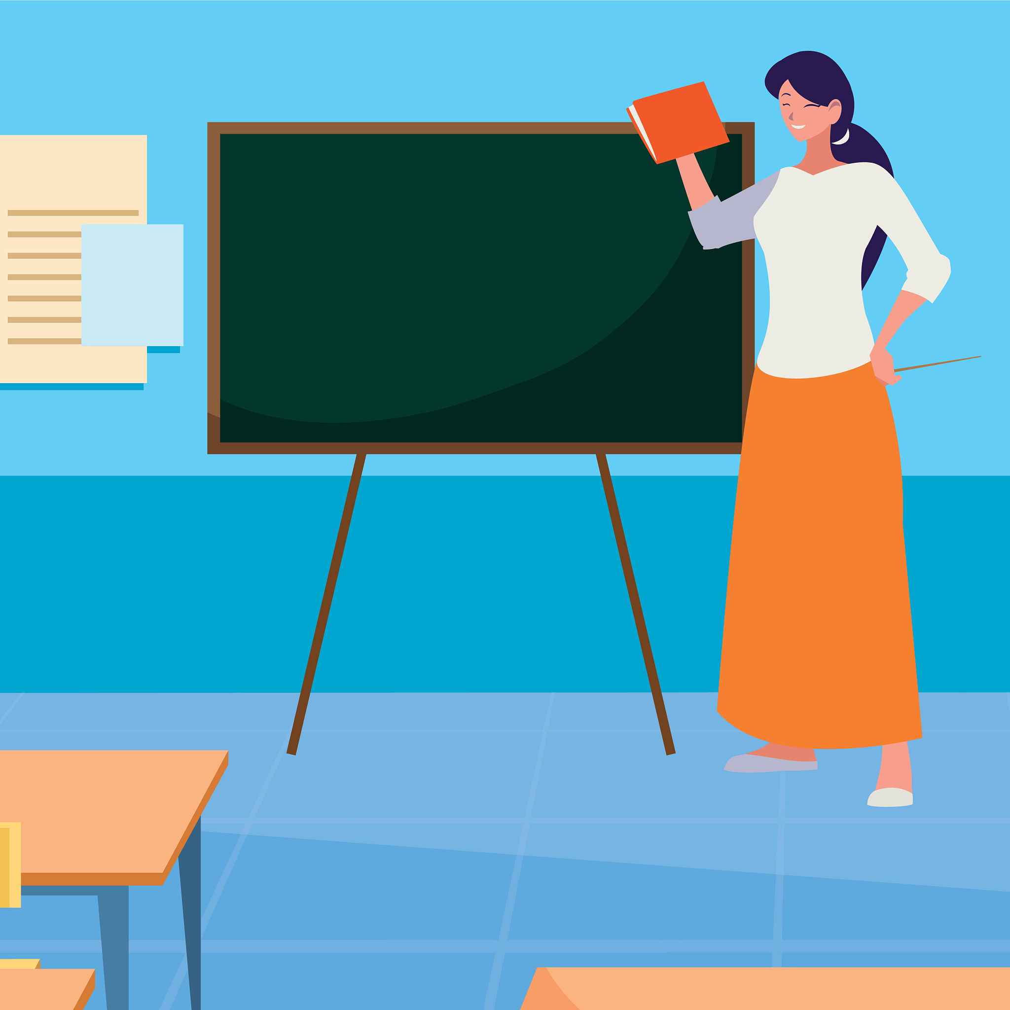 female teacher in classroom character