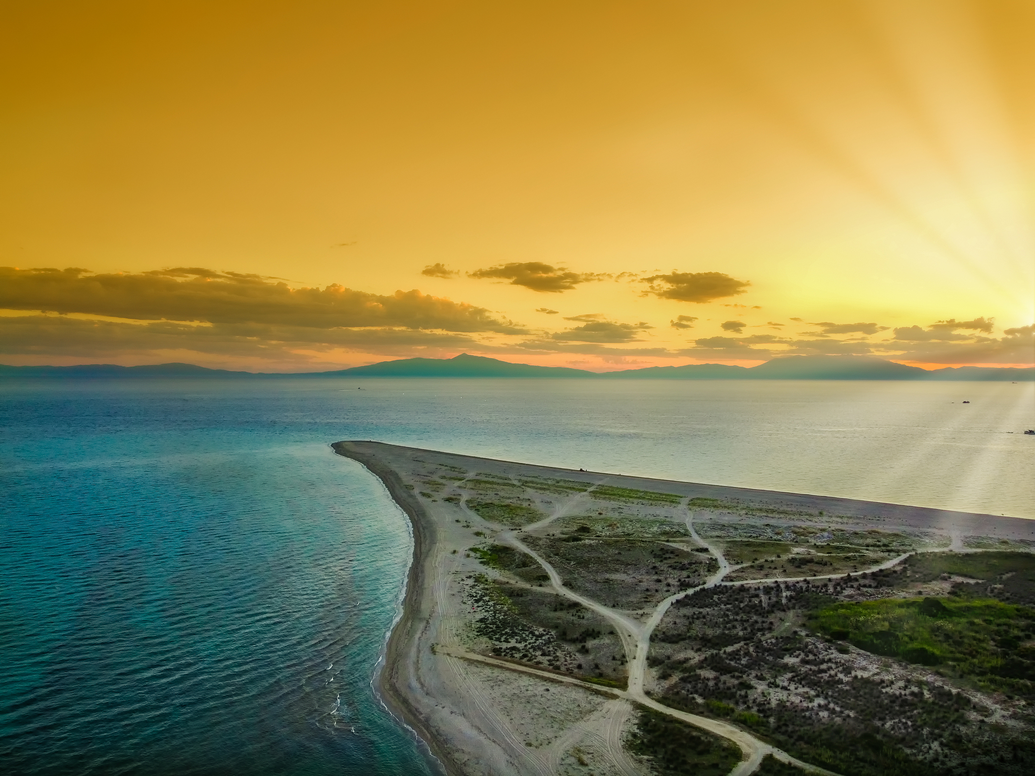 evening aerial top view of possidi cape in sithonia chalkidiki p