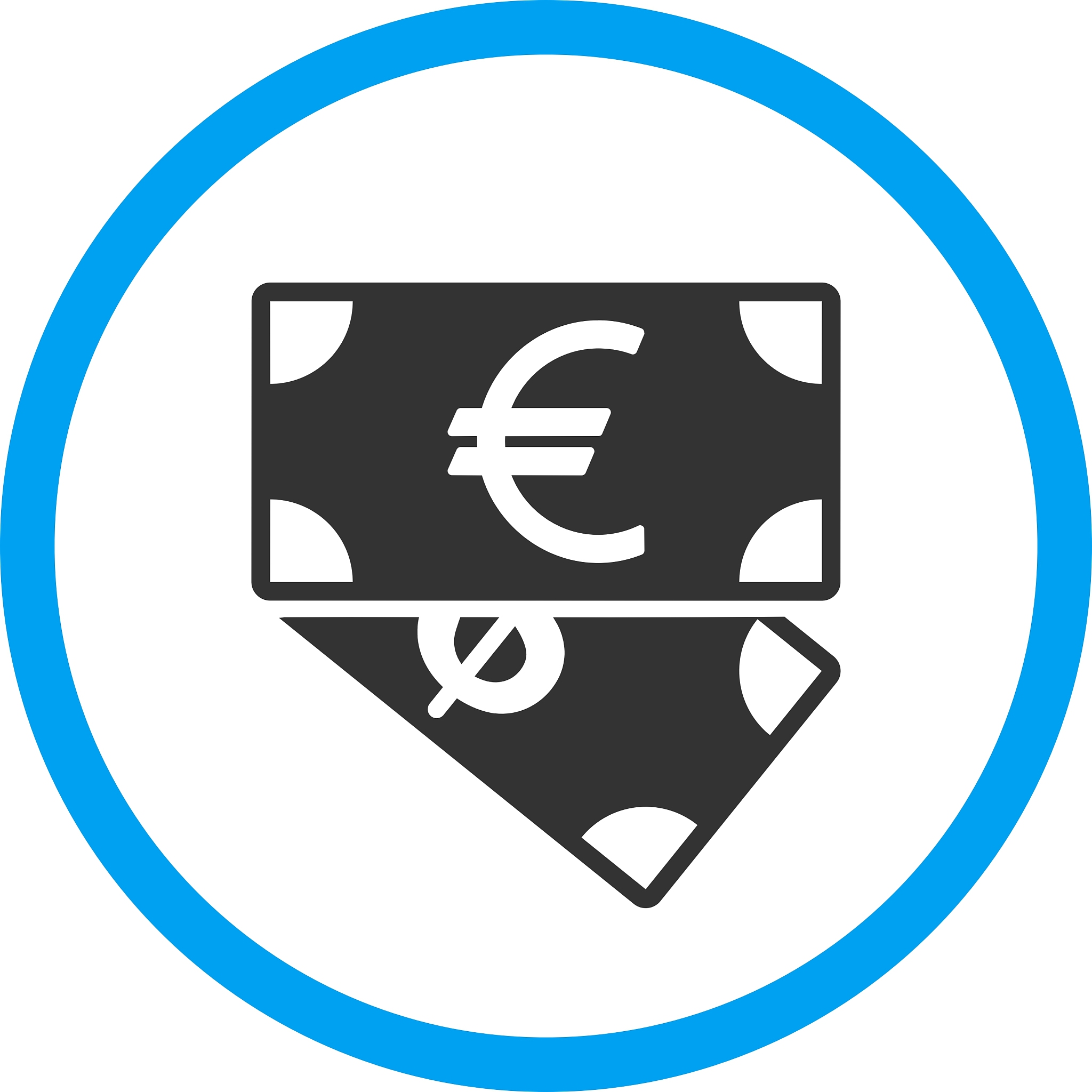 euro and dollar banknotes icon