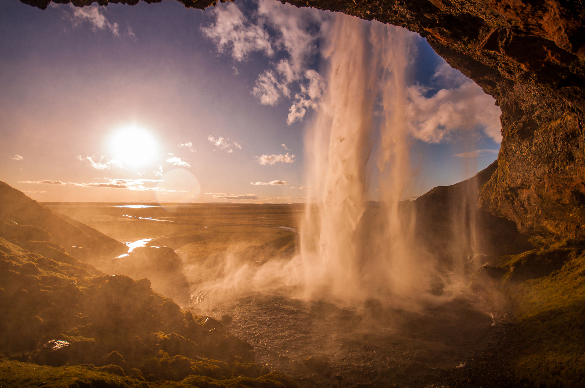 seljalandsfoss at sunset, iceland.