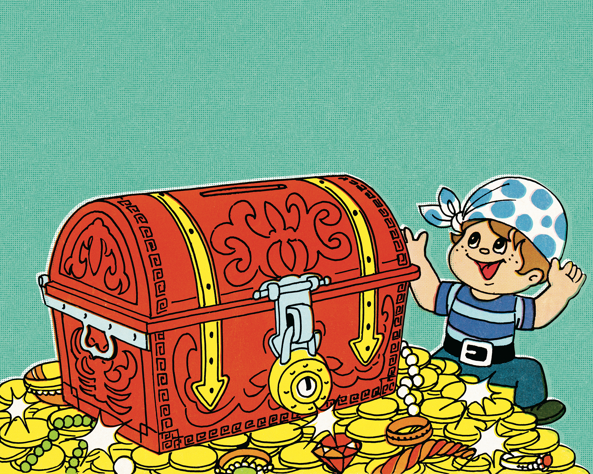 boy pirate with treasure chest
