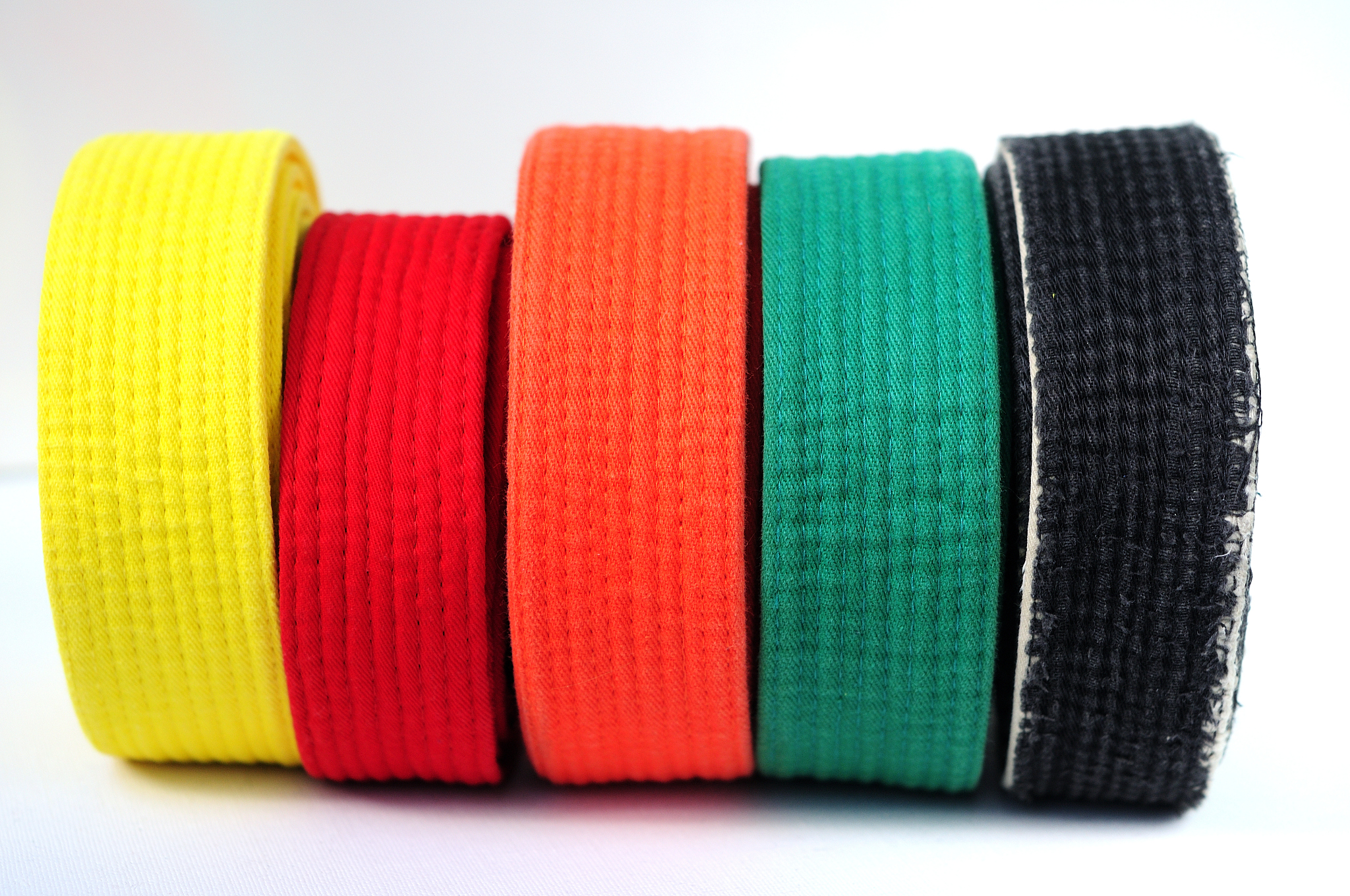 colored belts on a white background
