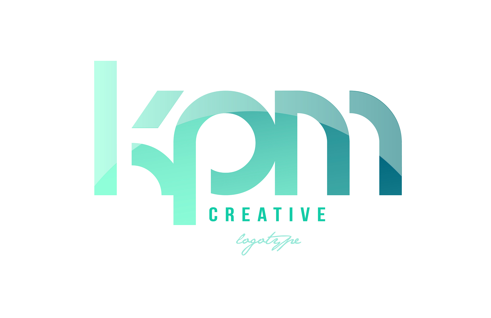 green gradient pastel modern kpm k p m alphabet