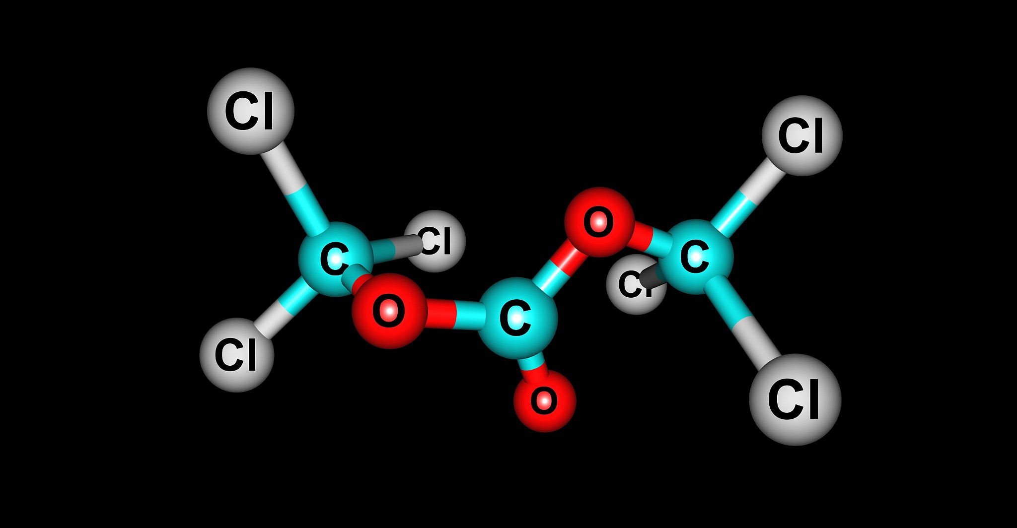 triphosgene molecular structure isolated on black