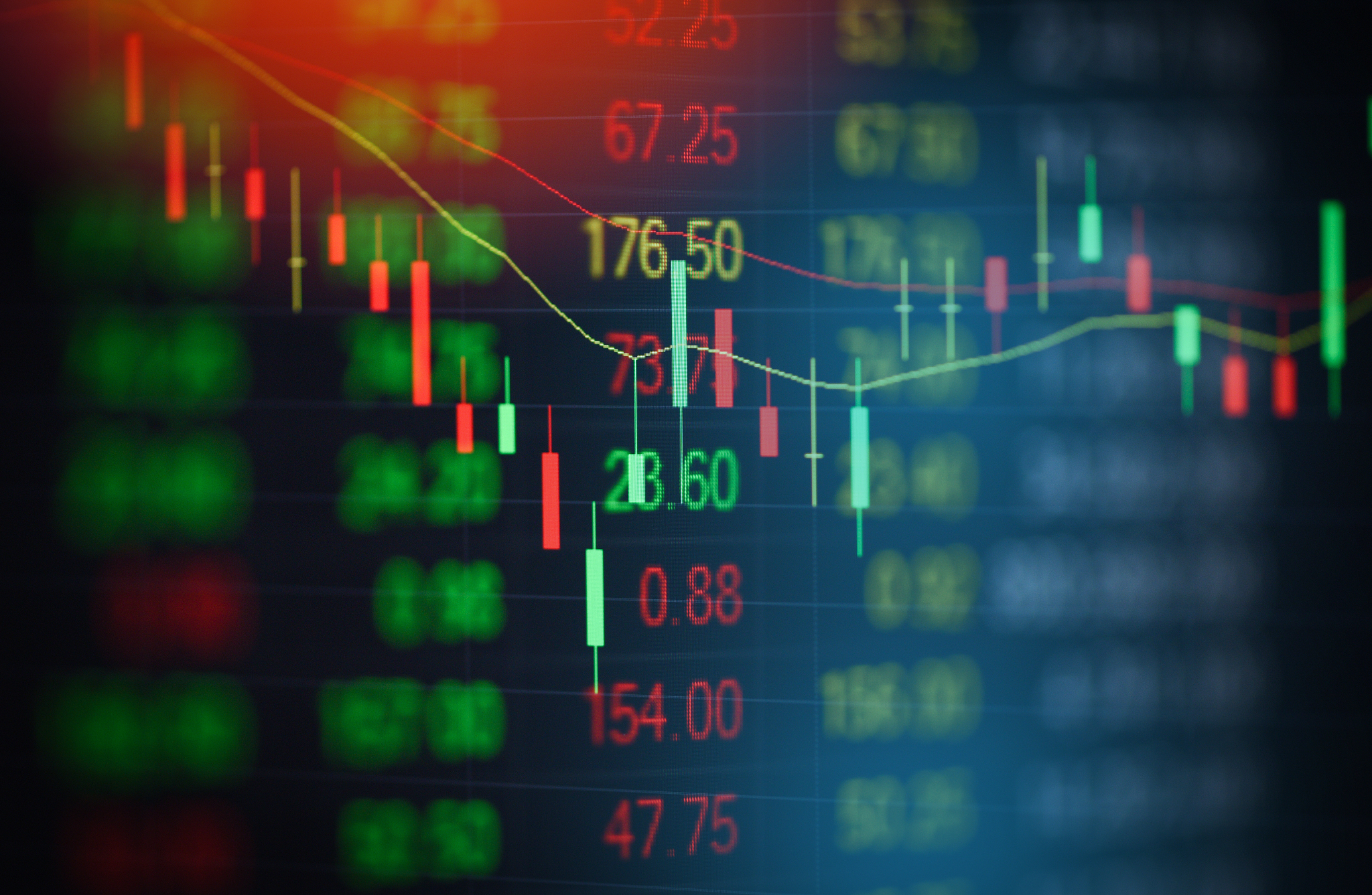 stock market graph business / forex trading and candlestick anal