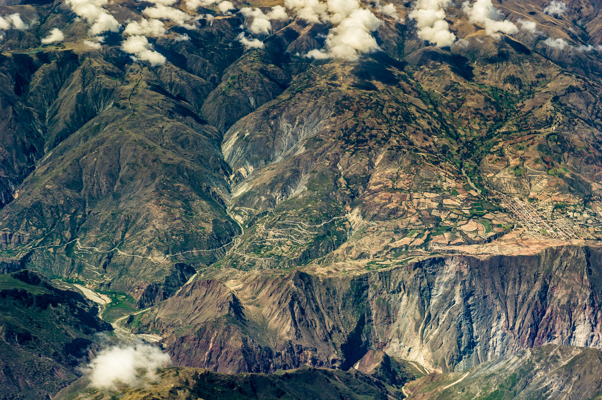 beautiful landscape from the air of the mountains in peru