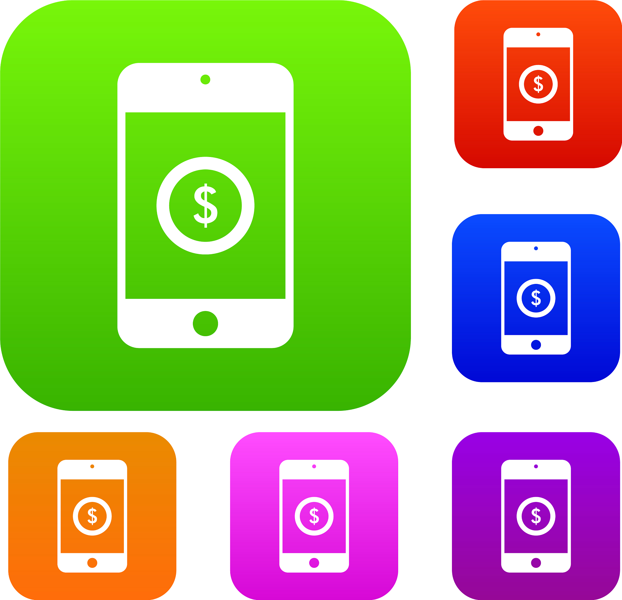 smartphone with dollar sign on display set