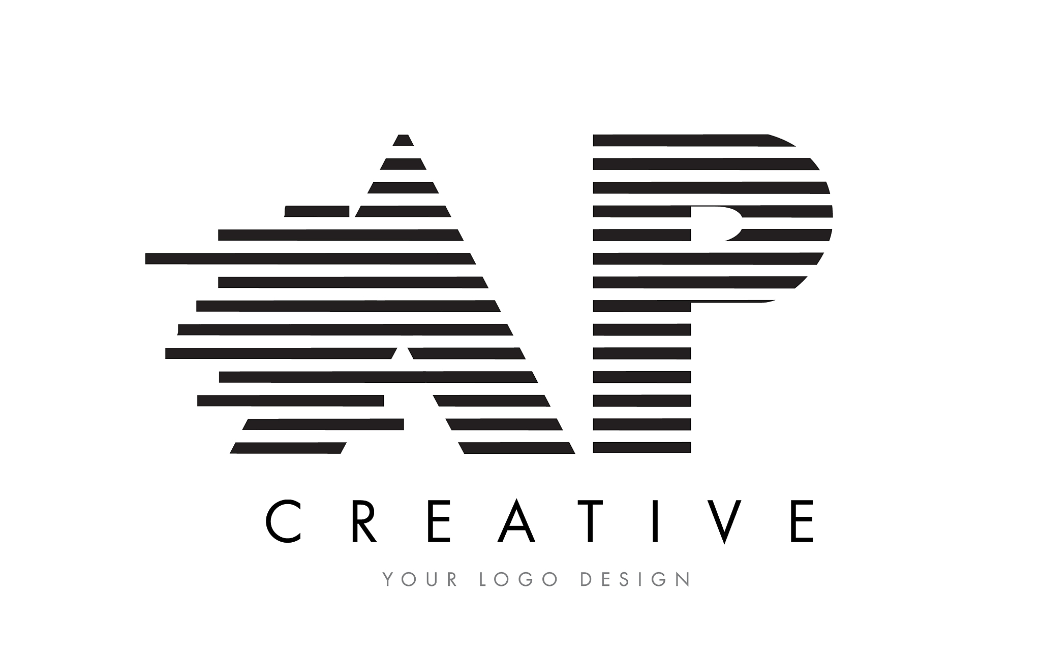 ap a p zebra letter logo design with black and