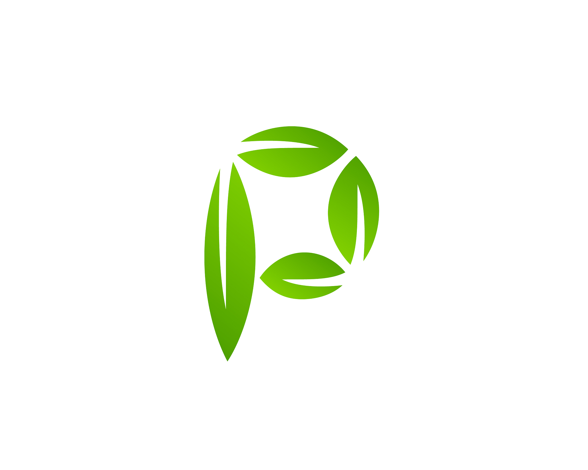 letter p eco leaves logo icon design template