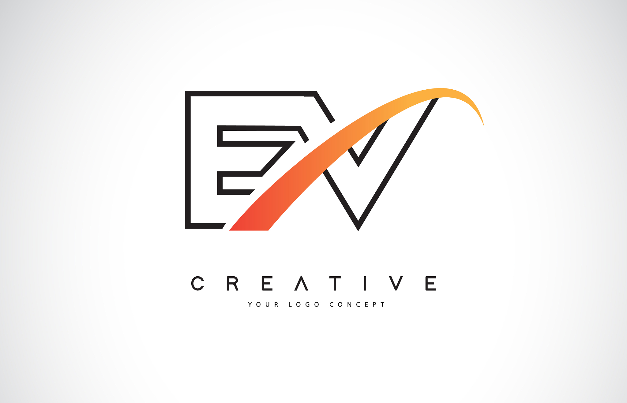 ev e v swoosh letter logo design with modern