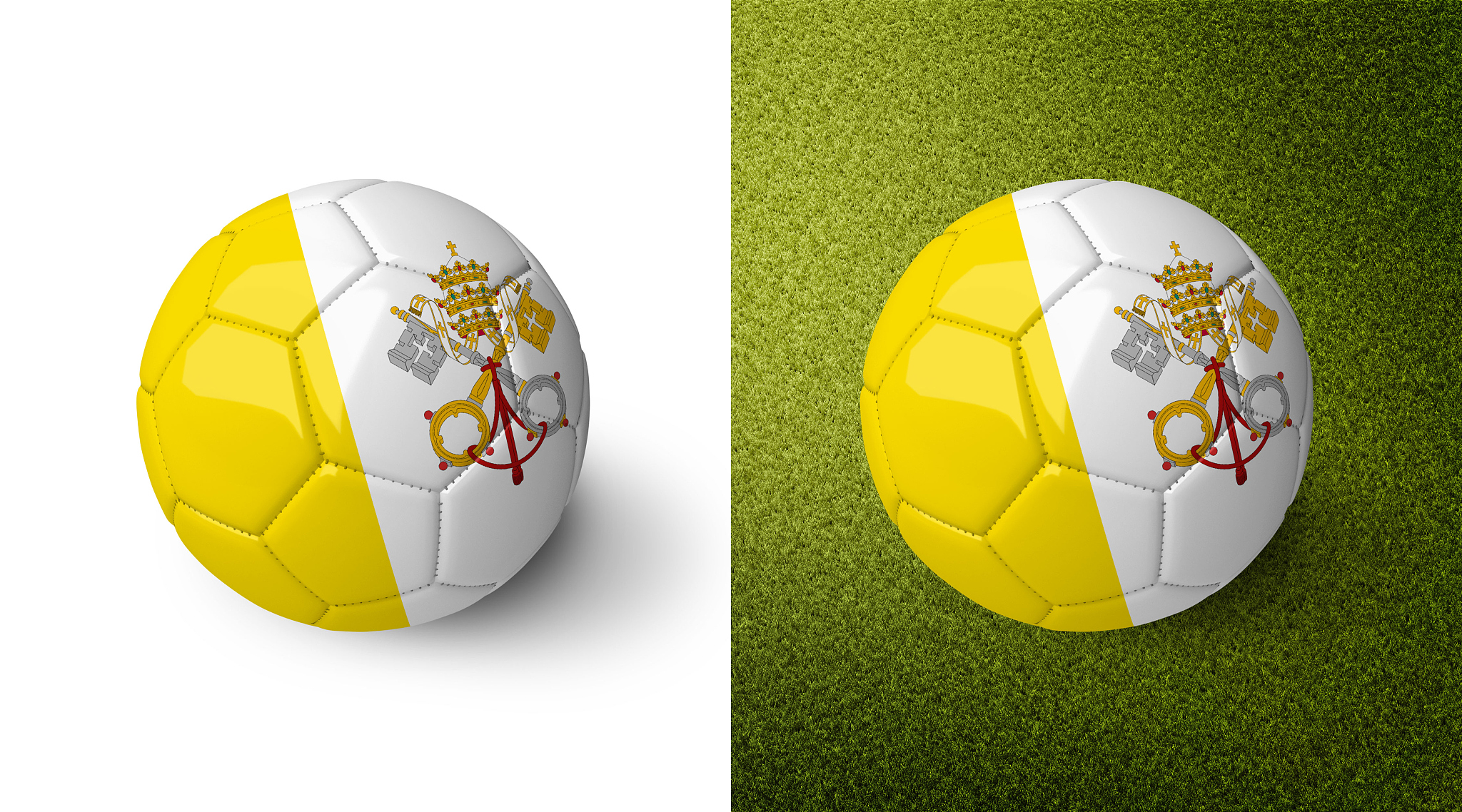 3d soccer ball with the flag of the vatican city.