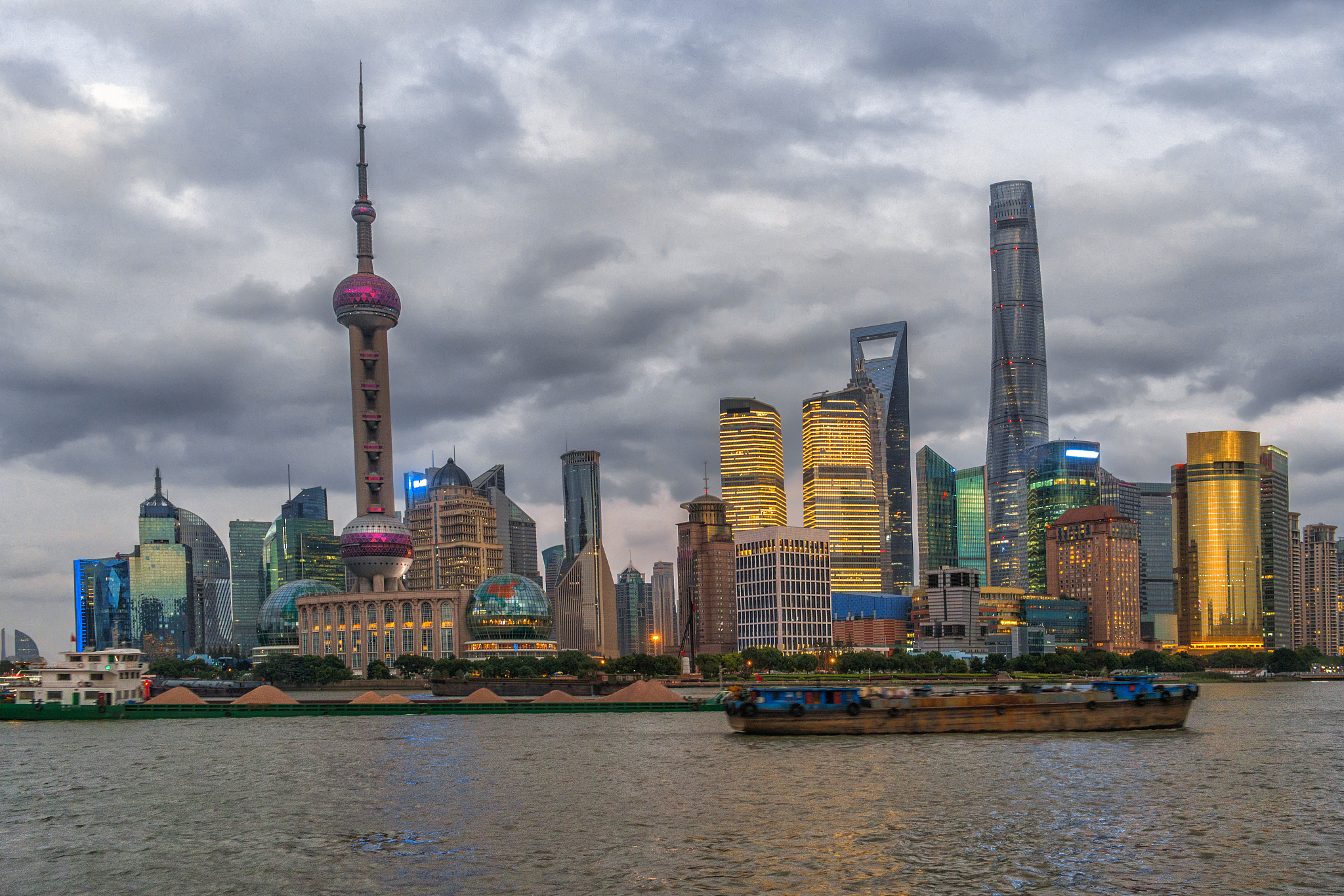shanghai skyline view on huangpu river, china