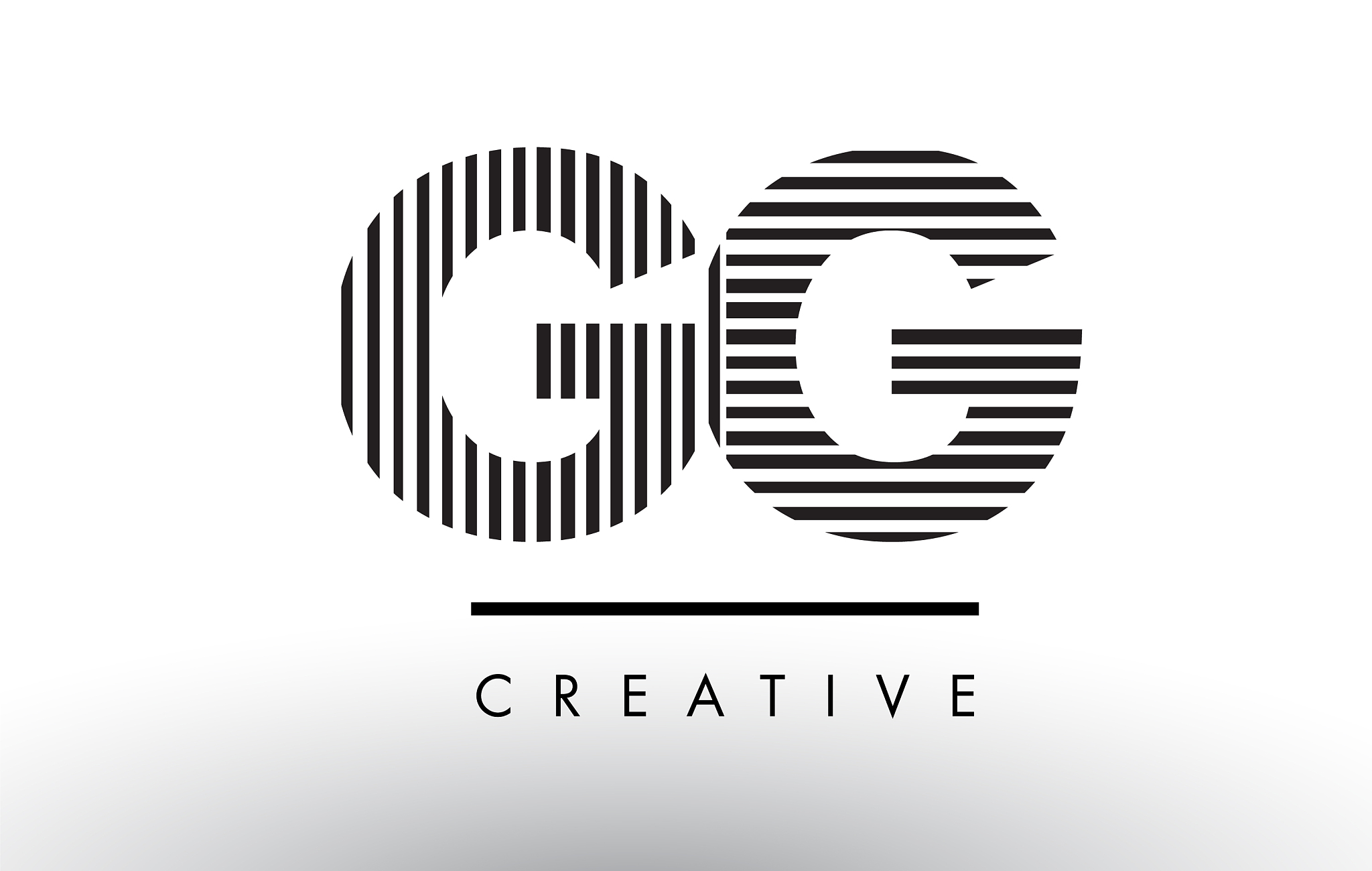 gg g g black and white lines letter logo design