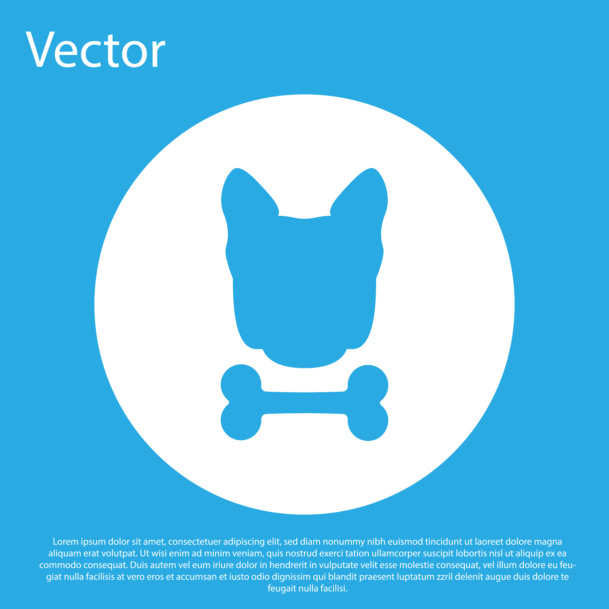 blue dog and bone icon isolated on blue background