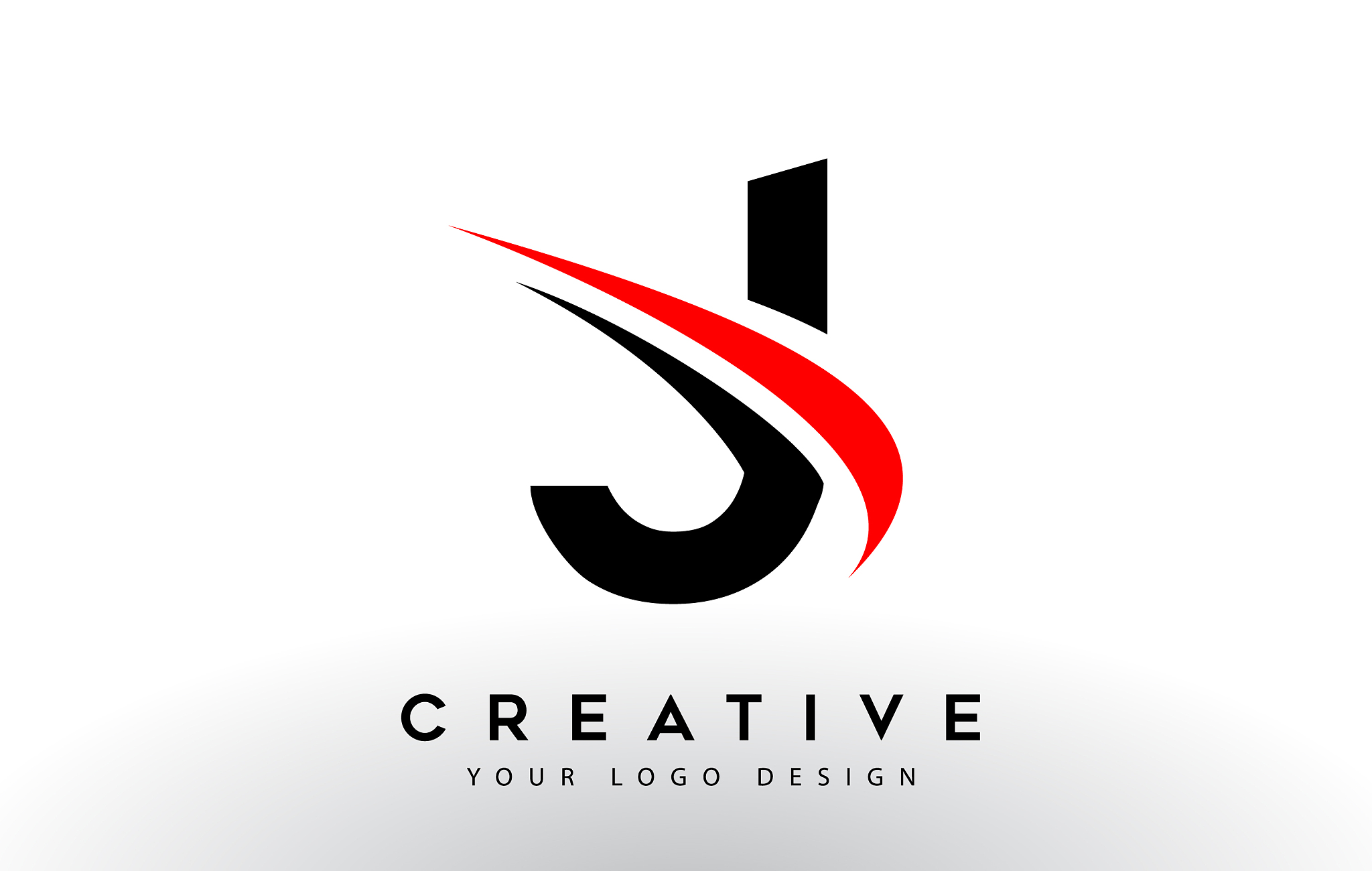 black and red creative j letter logo design with