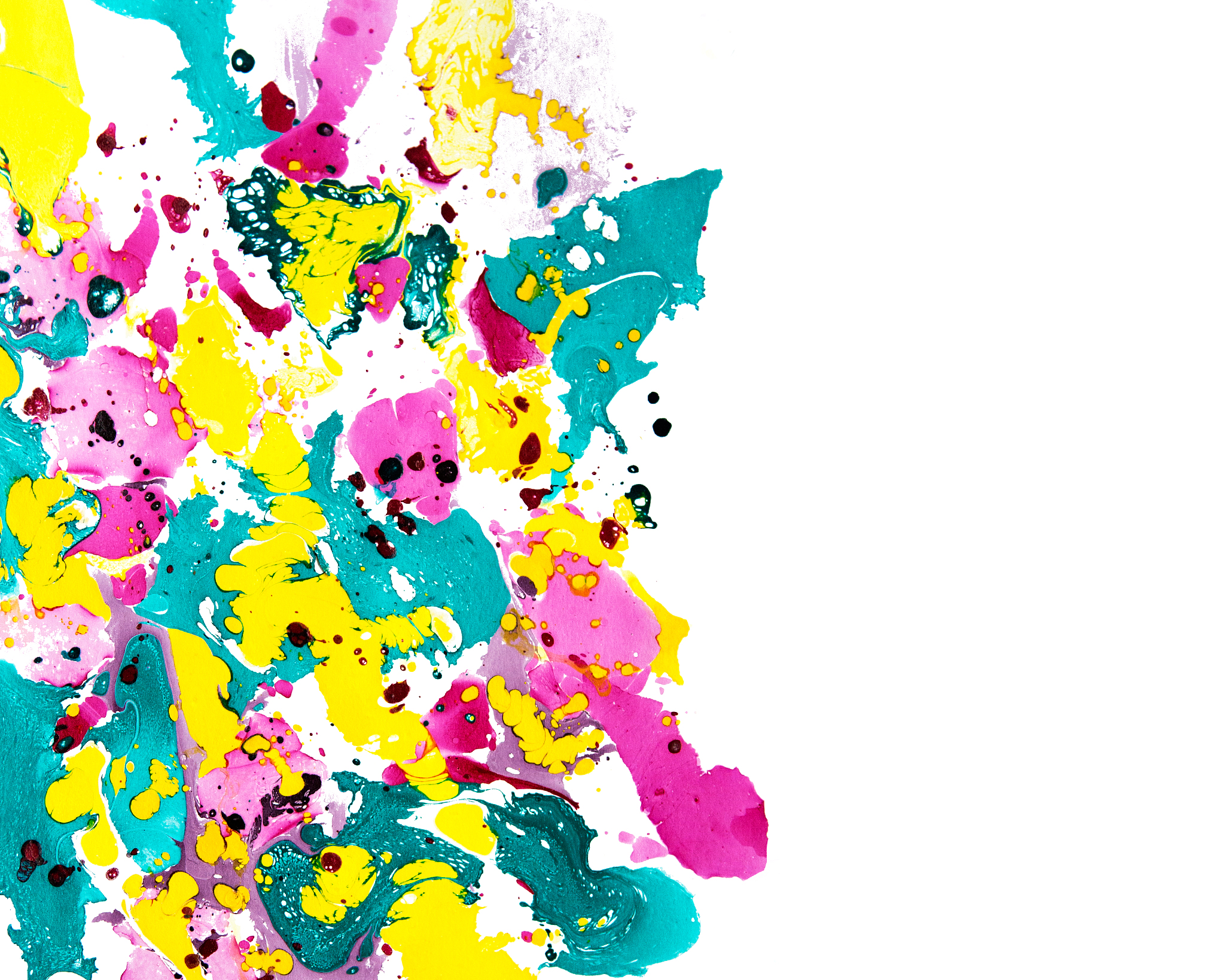 abstract marbling ebru illustration with colorful splashes on wh