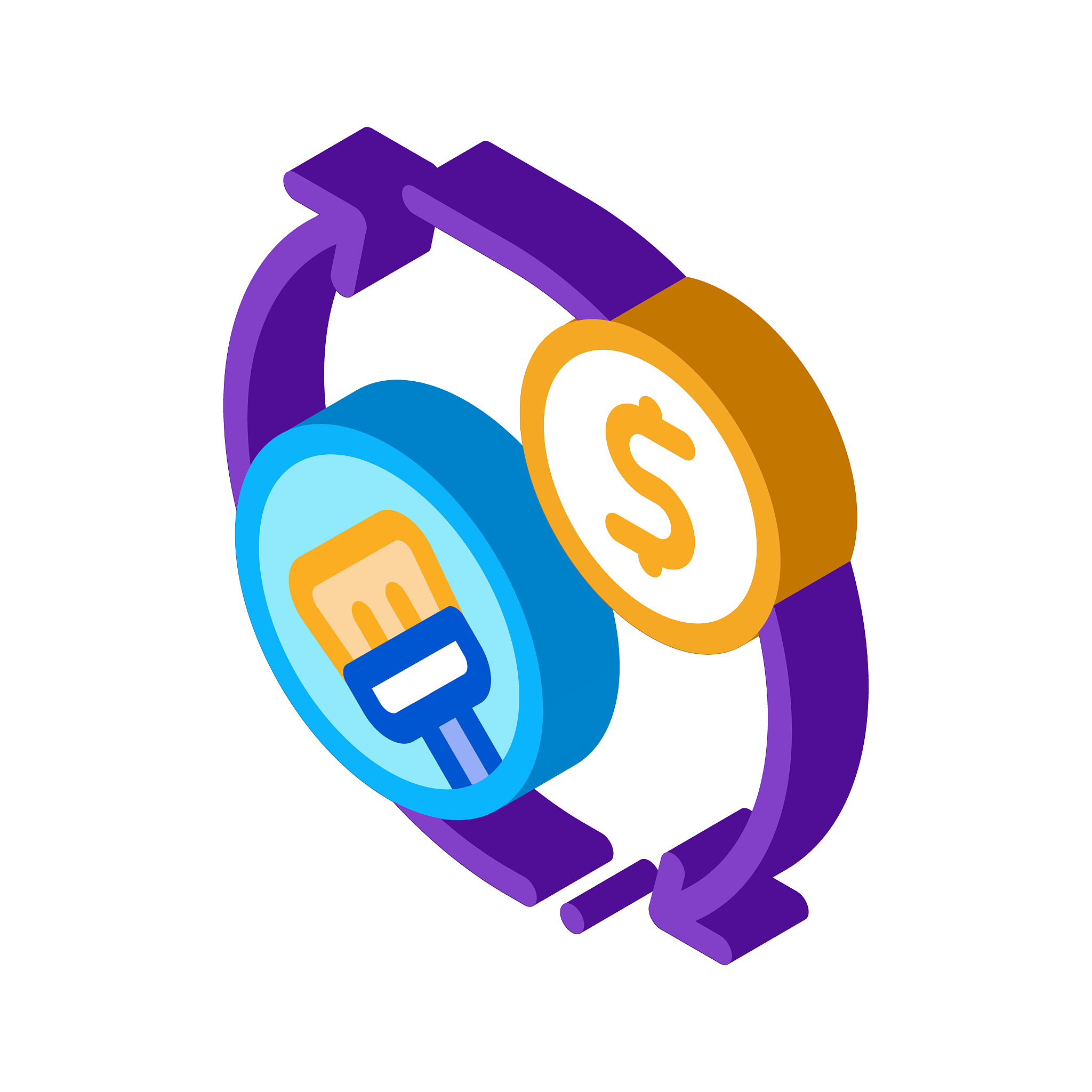 cleaning cycle and money isometric icon vector illustration