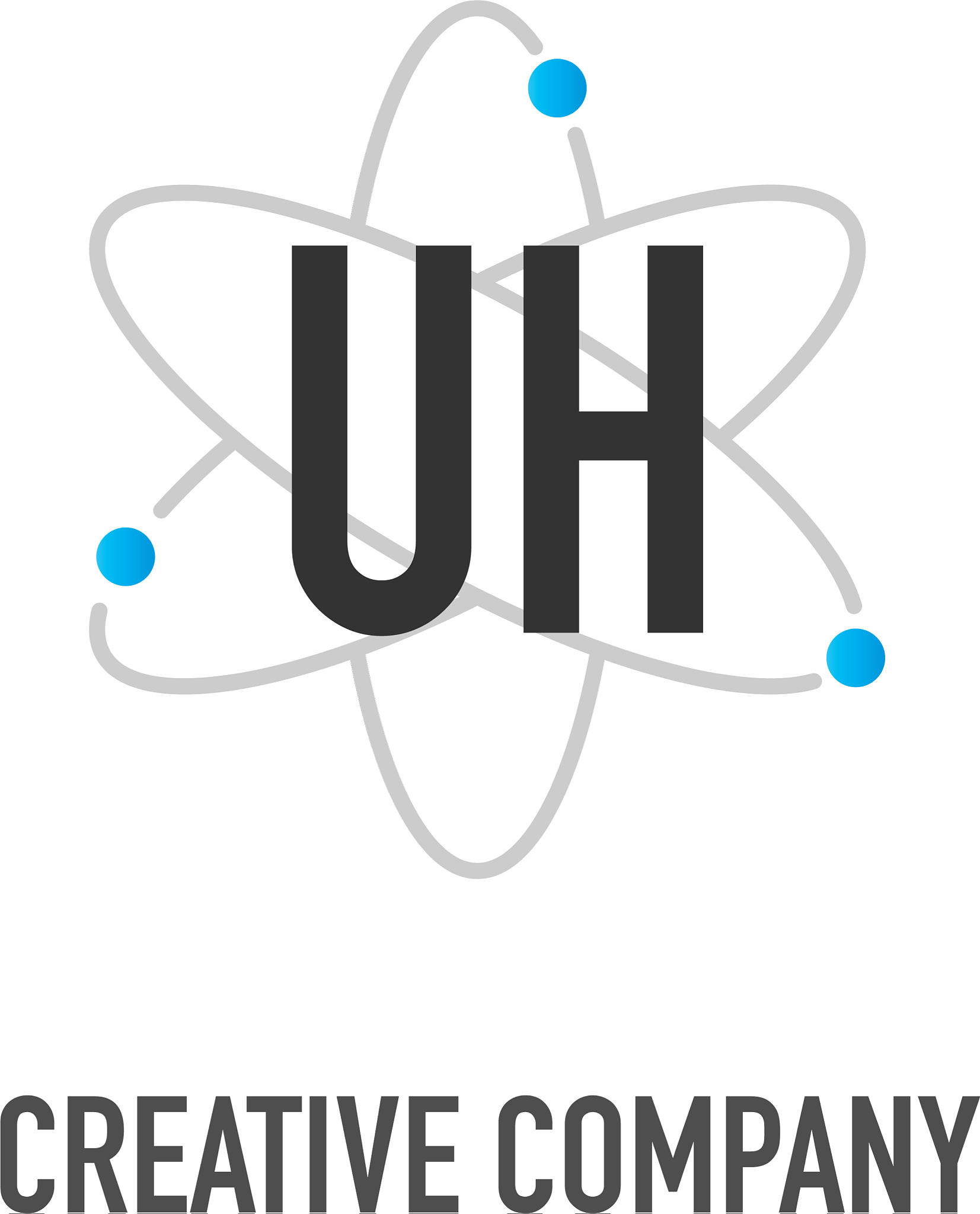 initial letter uh atom neutron design logo