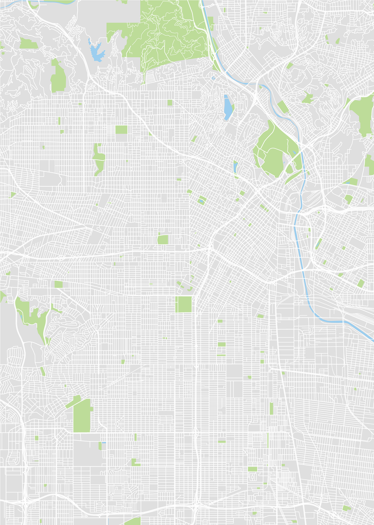 los angeles colored map