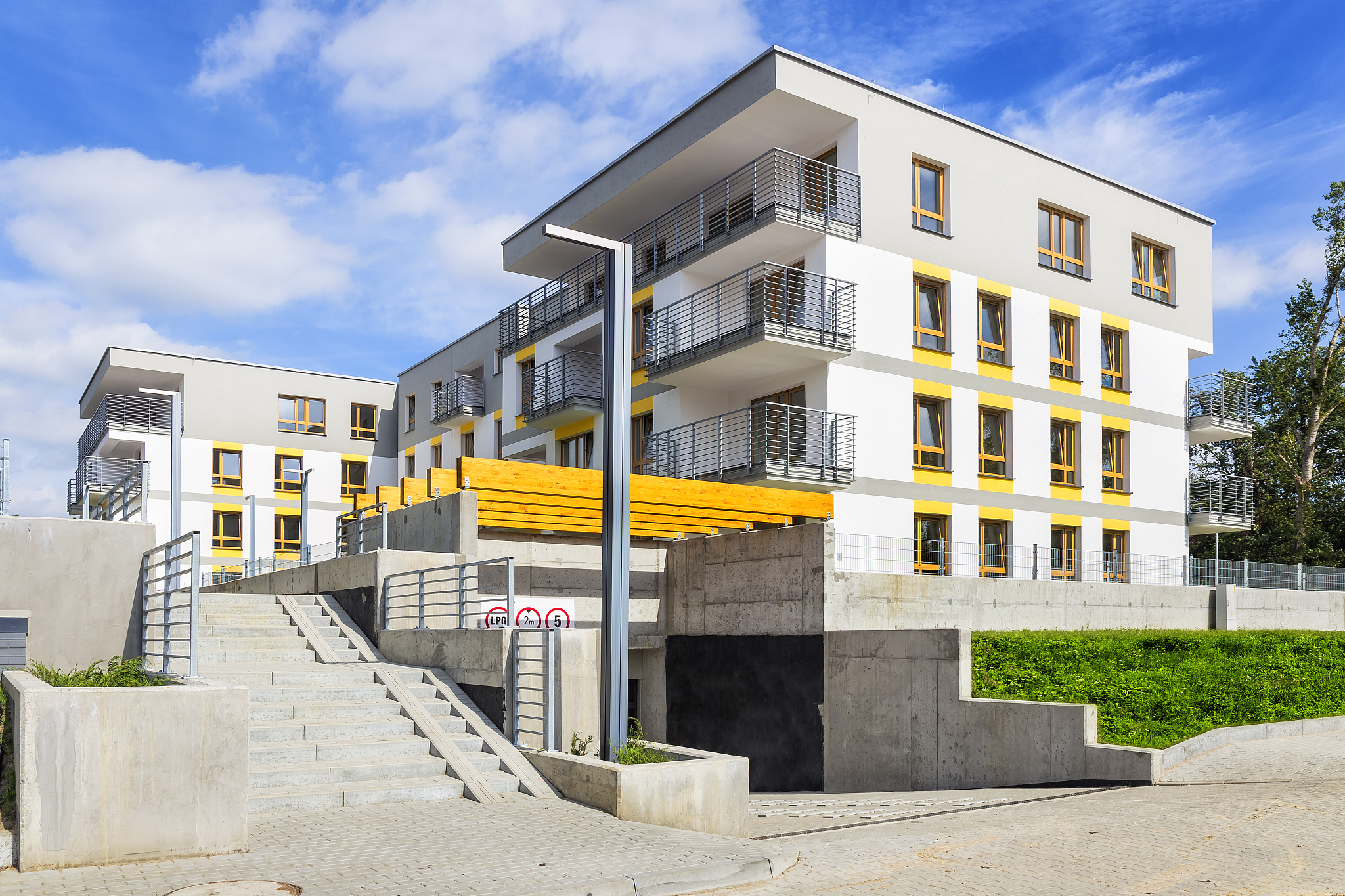 modern complex of apartment buildings, warsaw, poland