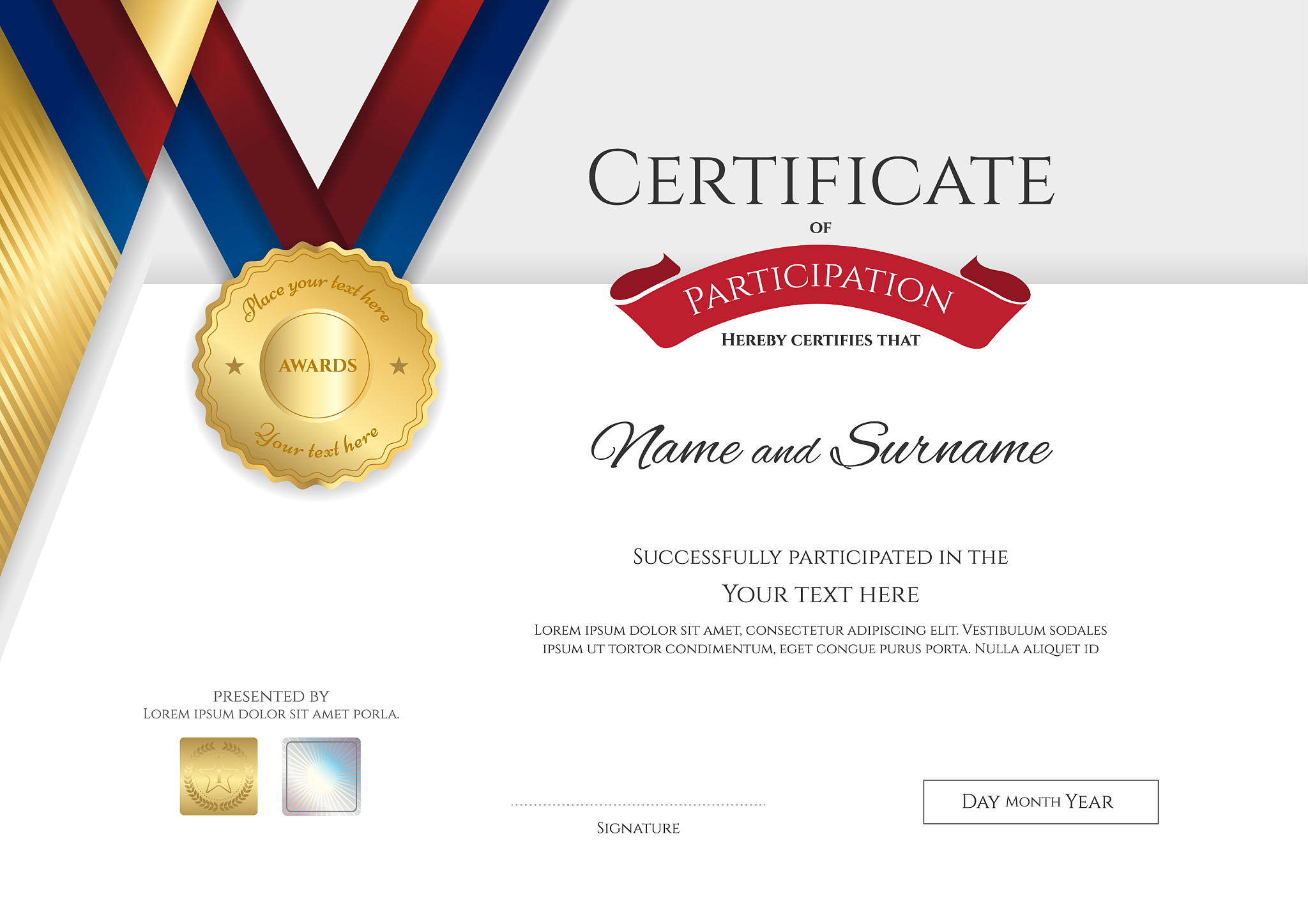 certificate template in sport theme with border